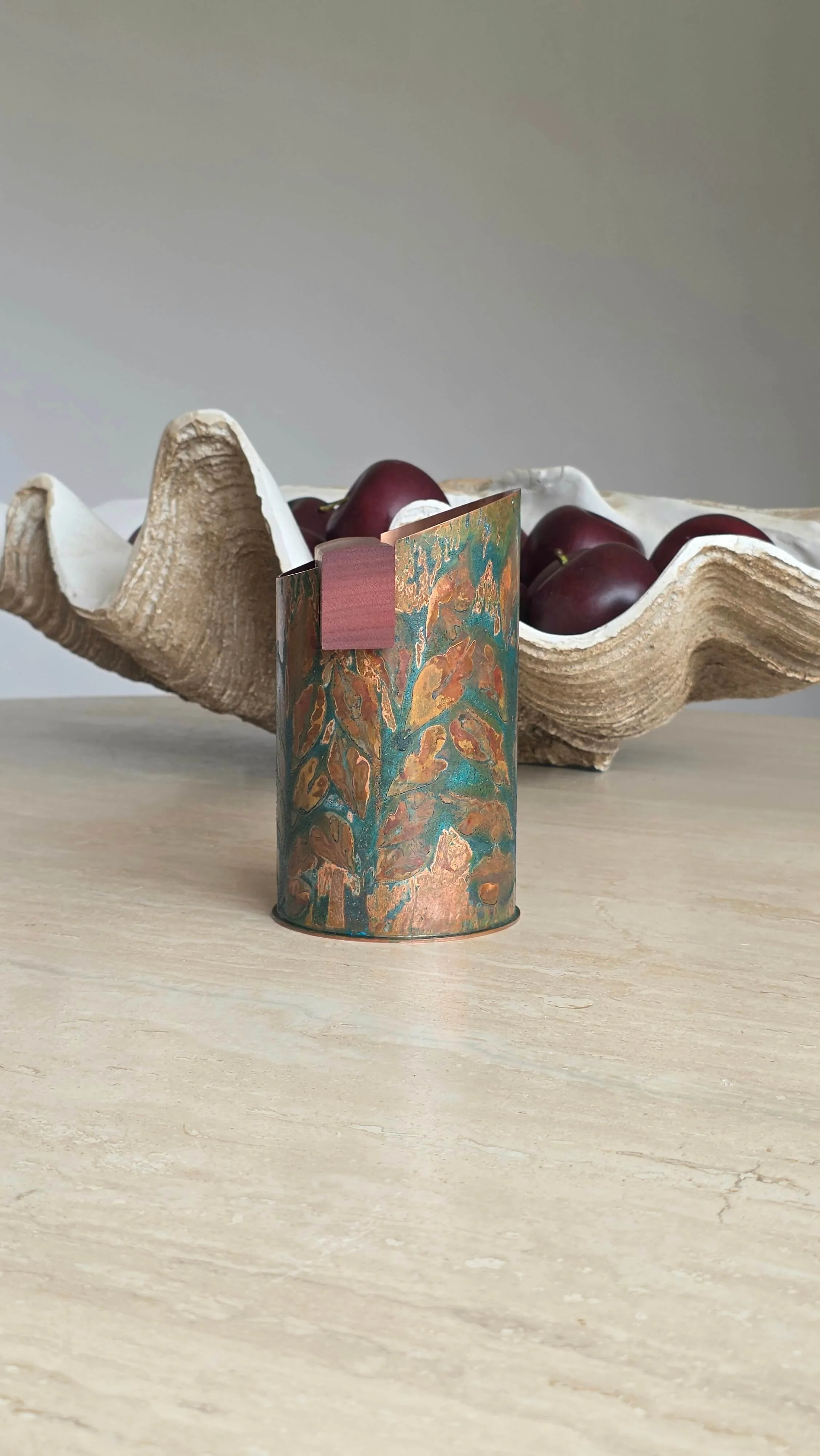 Grahame Chaseling Maker Copper Leaf Design Knock Box  4.jpg
