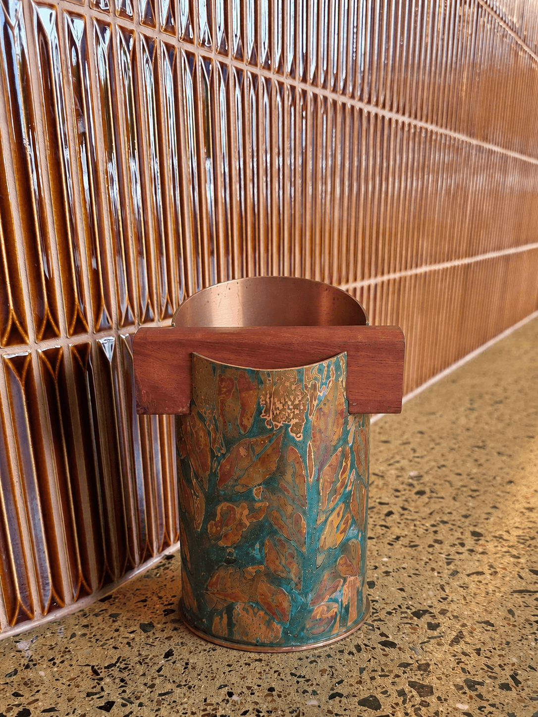 Grahame Chaseling Maker Copper Leaf Design Knock Box  1.png
