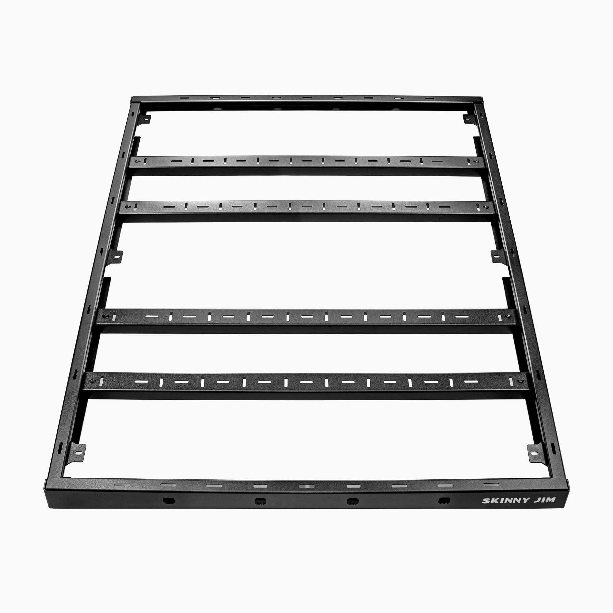 Long black roof platform aerial view on a white studio background