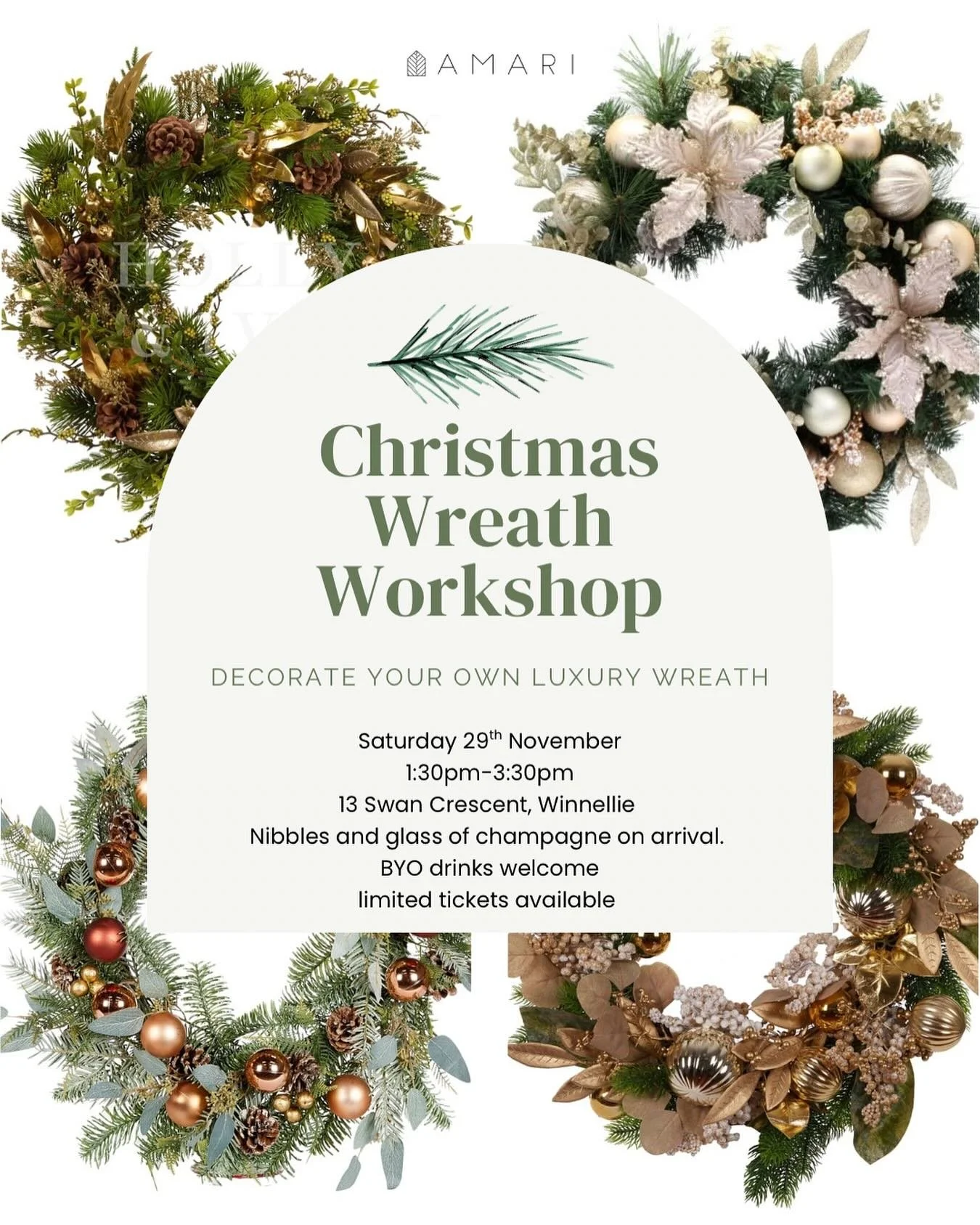 Let’s get festive! Join us for our first ever luxury wreath decorating workshopππLimited tickets available.
Ticket link in bio