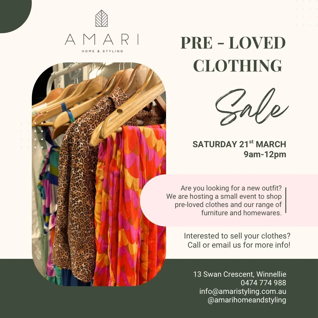 We&rsquo;re hosting an event for lovely people to shop &amp; sell their pre- loved clothes plus shop our furniture and homewares in store!🤩 Interested to make some room in your wardrobe? Call us for more info 📞👗