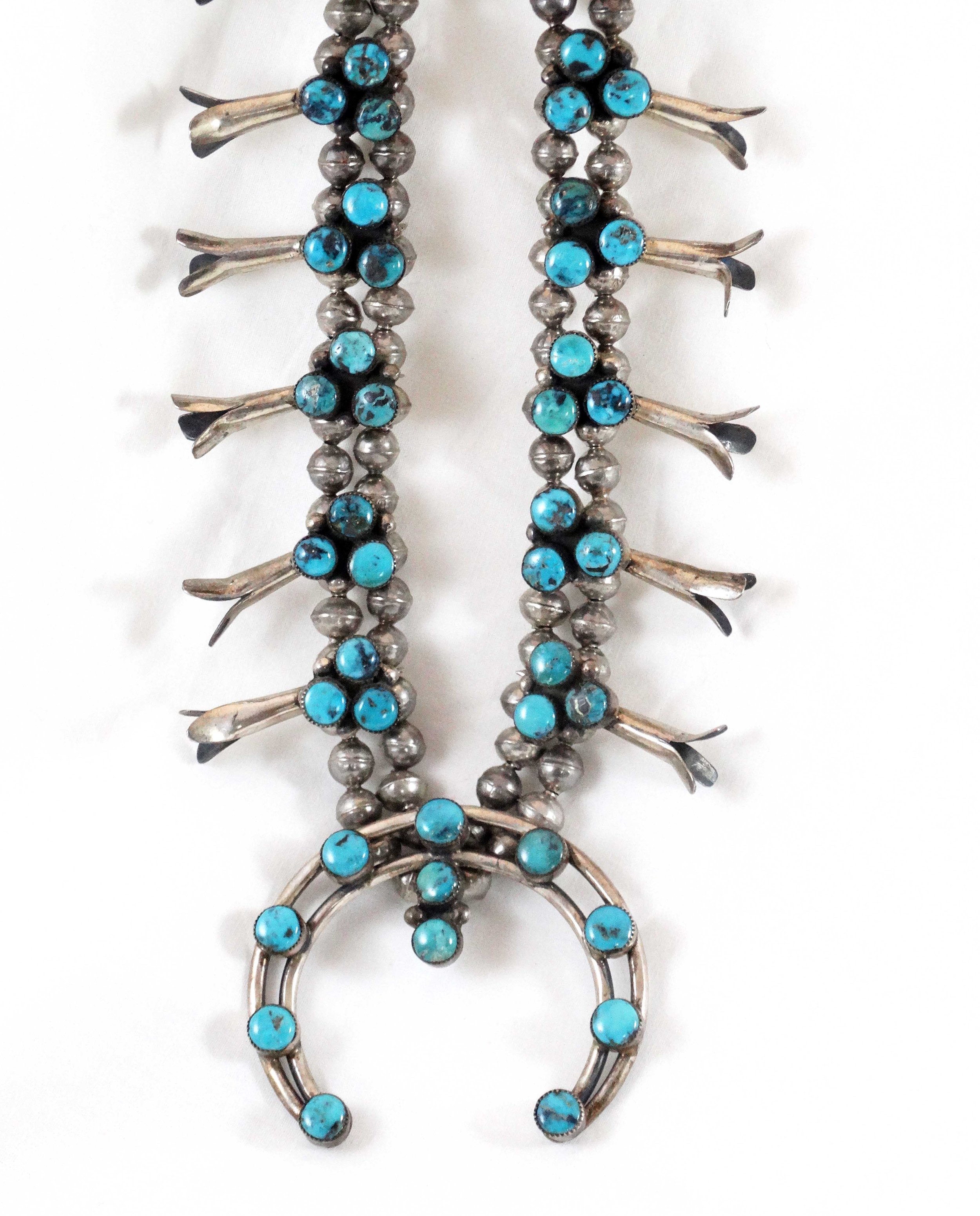 Navajo Squash Blossom Necklace Blue Turquoise & Silver Signed CHRISTINE  HALEY. B | eBay