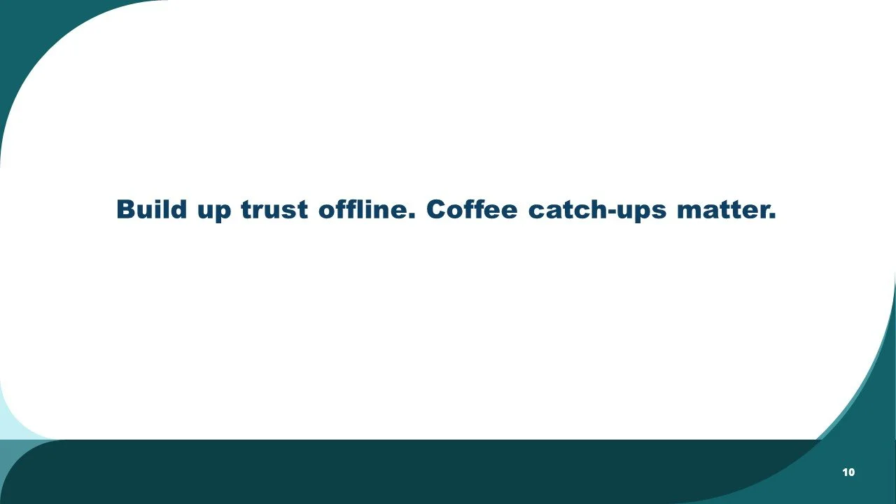 Coffee atch ups and offline trust building for solo lawyers