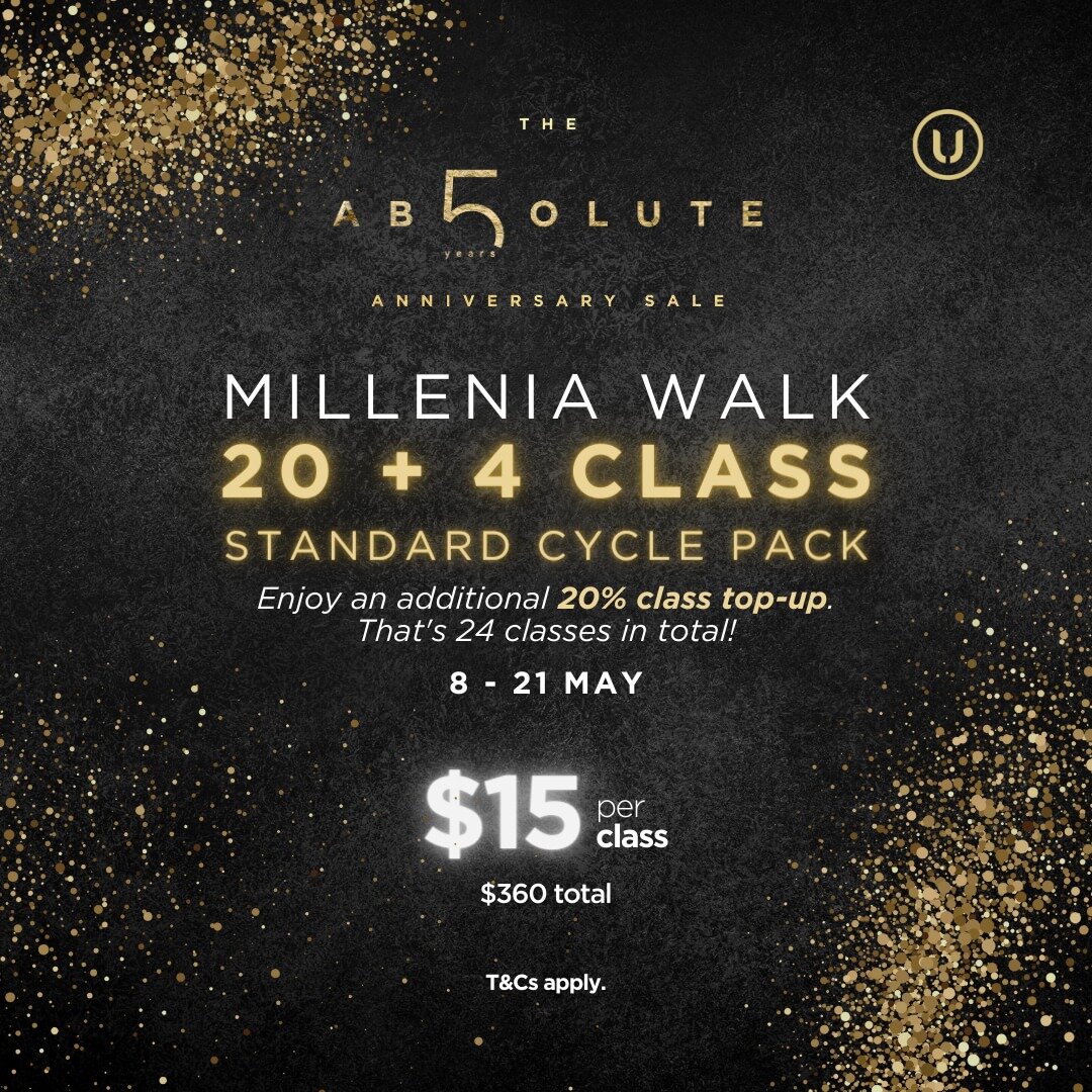 5th Anniversary Special - Millenia Walk Edition. Here's a special bonus just for you! Head over to our app and website to get your pack today. 

P.S. Remember to claim your post-workout treat at Millenia Walk's concierge!