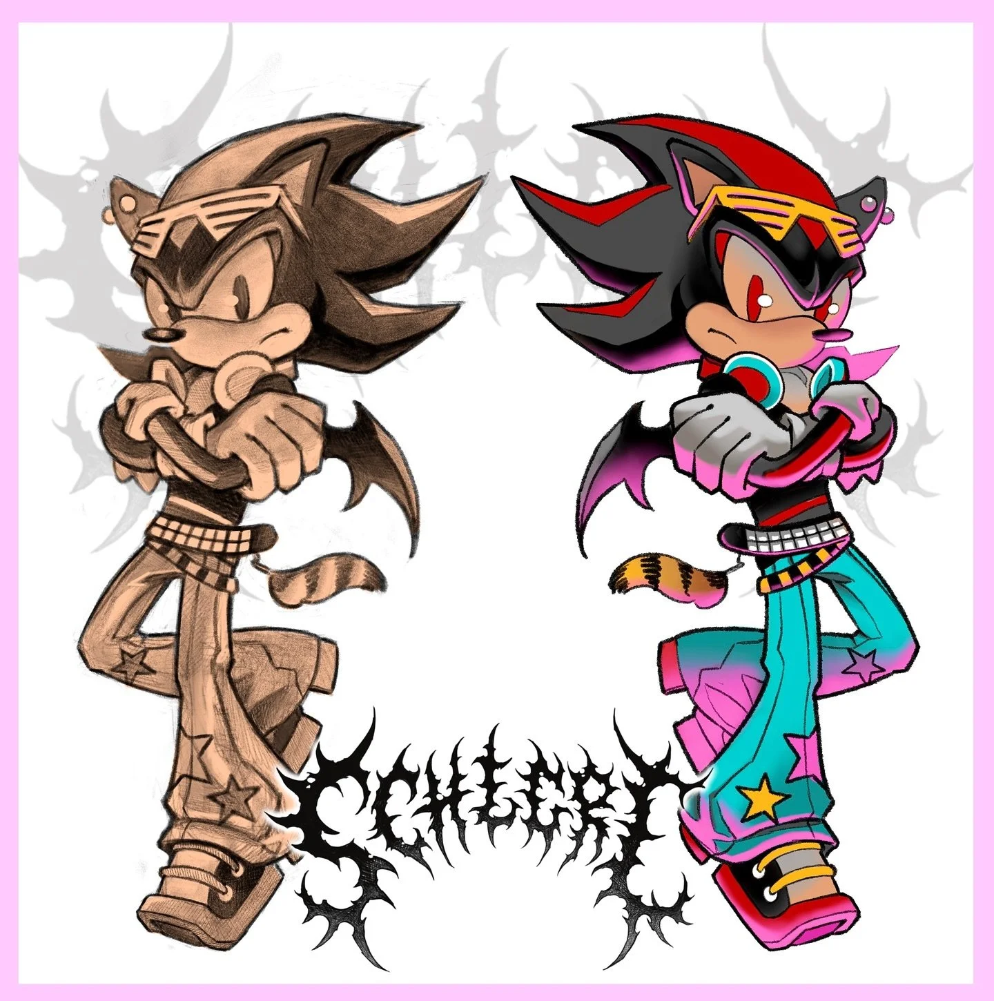 New flash ✨ available in B&amp;W and colour, would love to do one of each :) 

Message me to book 

#shadowthehedgehog #sonictattoo #tattoodesign #gamingtattoo #emo #cutetattoo #colourtattoo #tattoodesign #tattooflash
