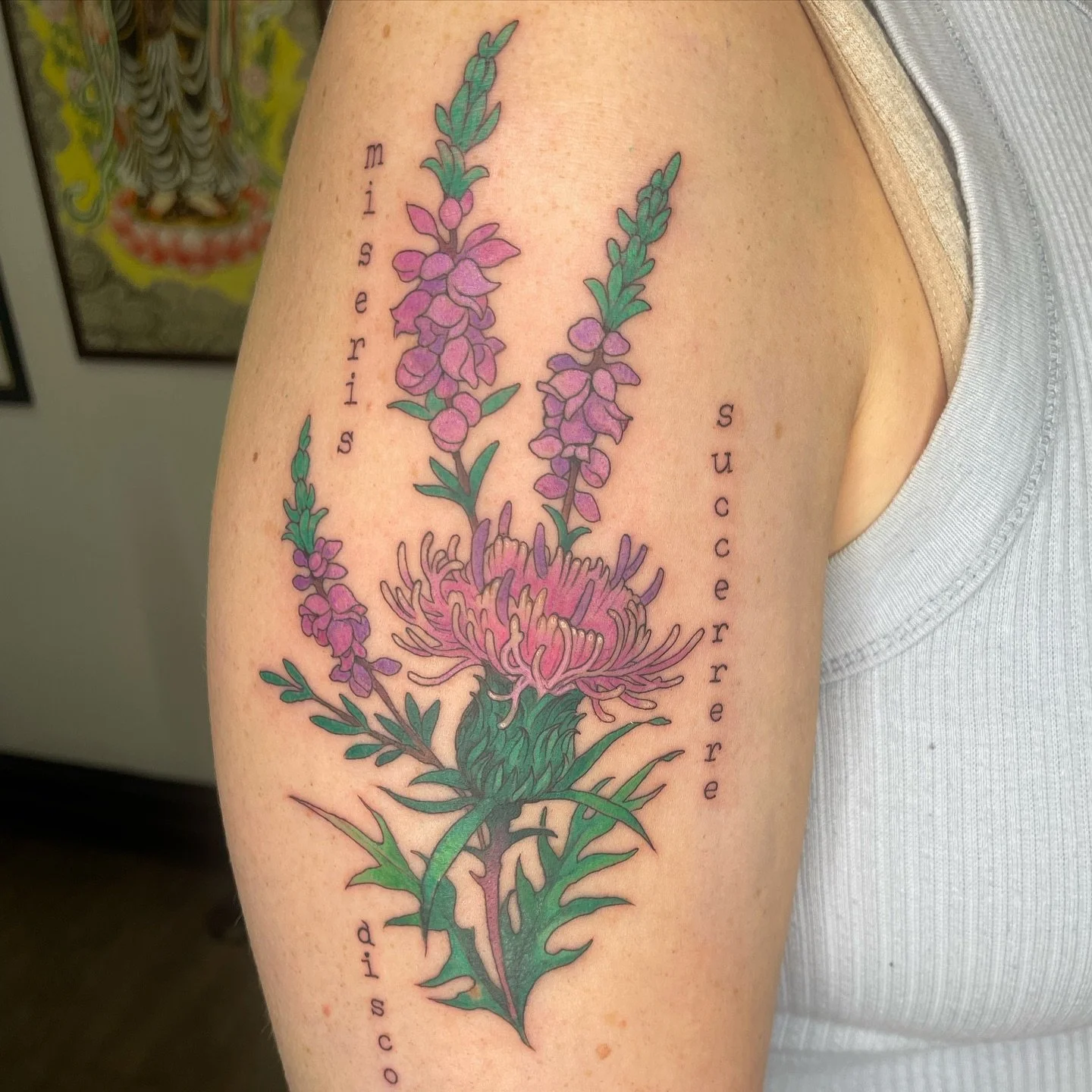 &ldquo;I learn to help those in need&rdquo;

Thankyou for trusting me with your first colour tattoo 🖤 

#colourtattoo #floraltattoo #melbournetattoo #scripttattoo #flowertattoo #finelinetattoo #femininetattoo