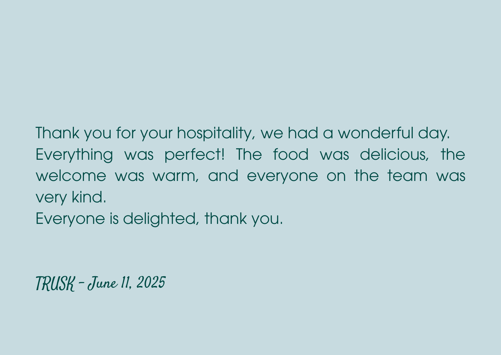 We wanted to say a huge thank you to Thomas, Amandine, Julie and the whole team for the most amazing wedding day we could have wished for. We knew it was going to be an amazing day but you all sur-8.png