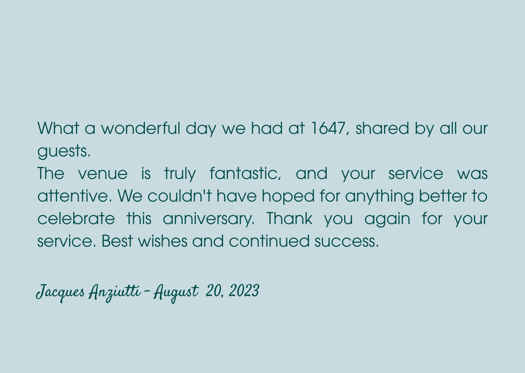 We wanted to say a huge thank you to Thomas, Amandine, Julie and the whole team for the most amazing wedding day we could have wished for. We knew it was going to be an amazing day but you all sur-16.png