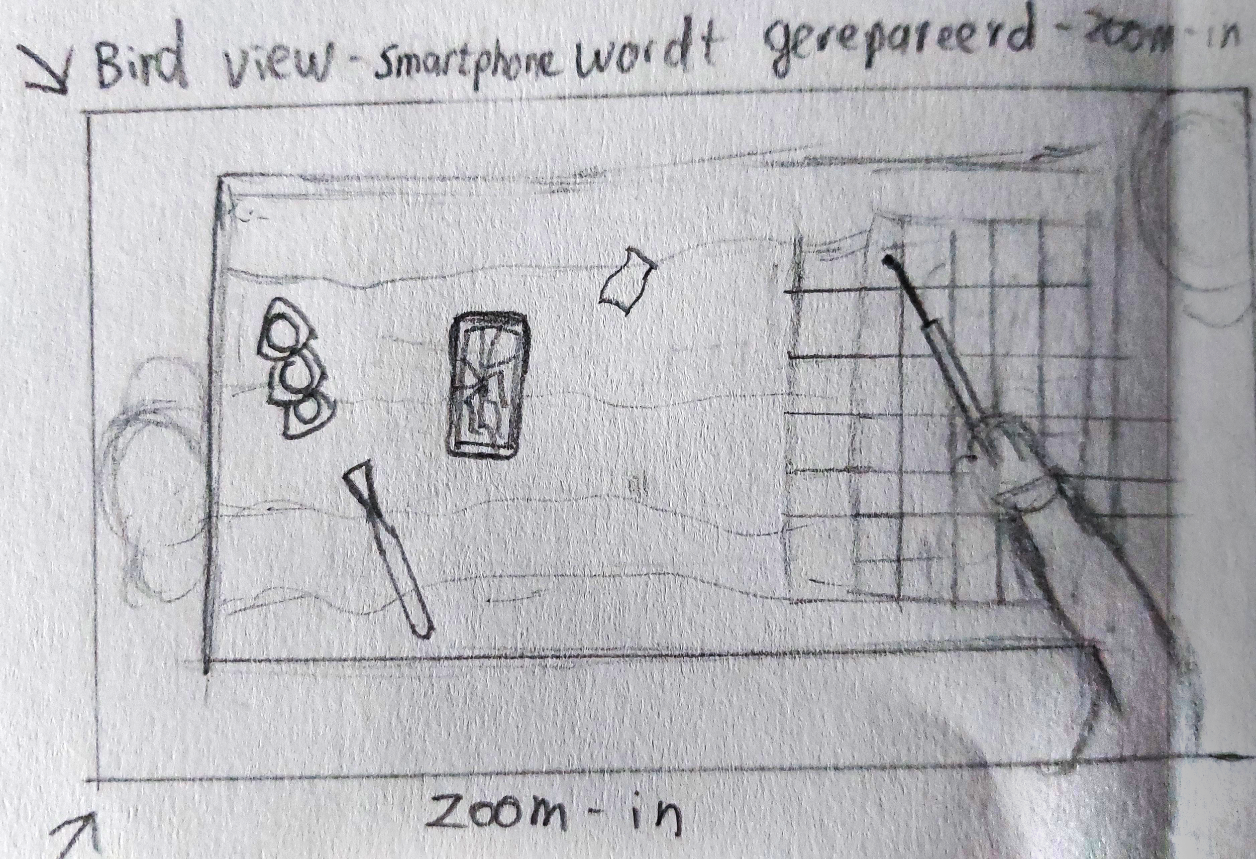 Animated cowboy repairing phone at gas station for design school project