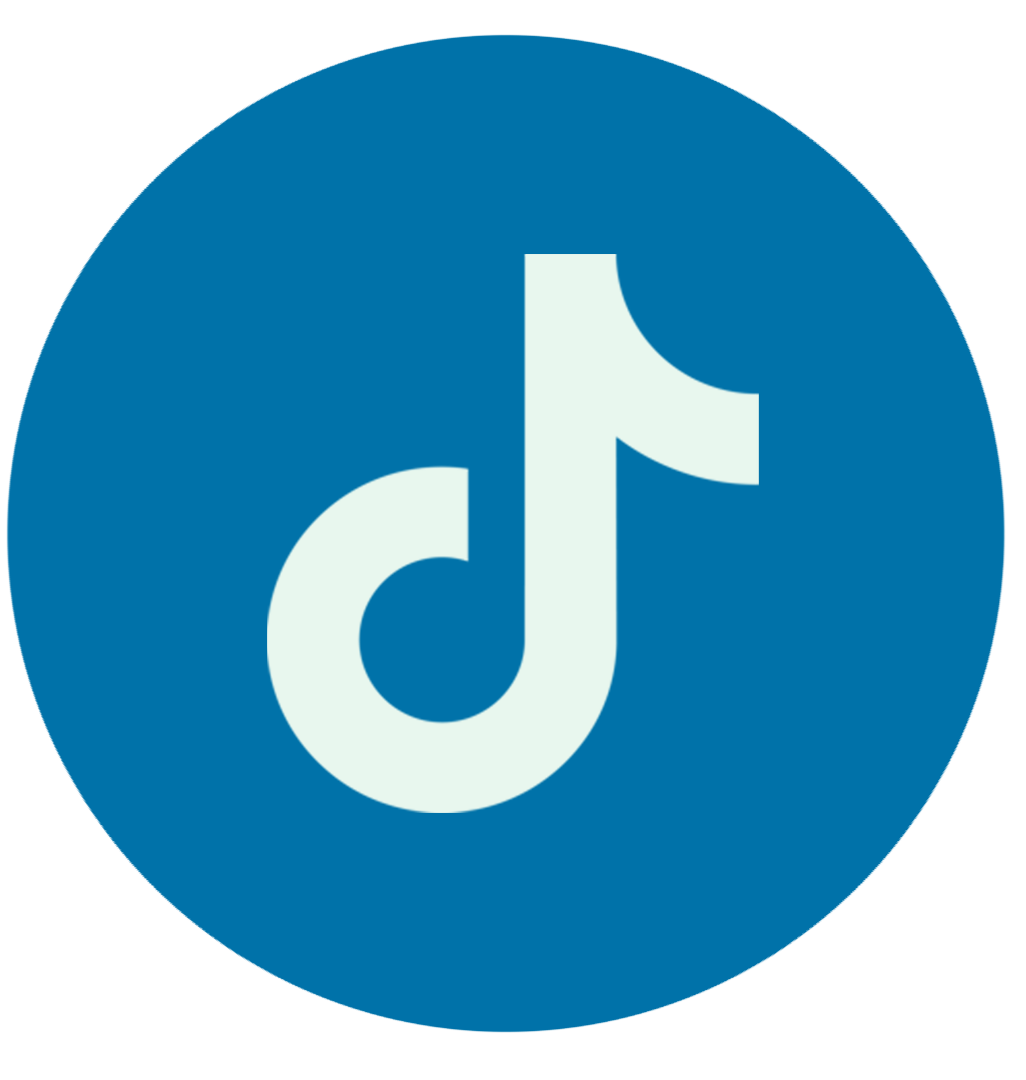 TikTok logo on a blue background.