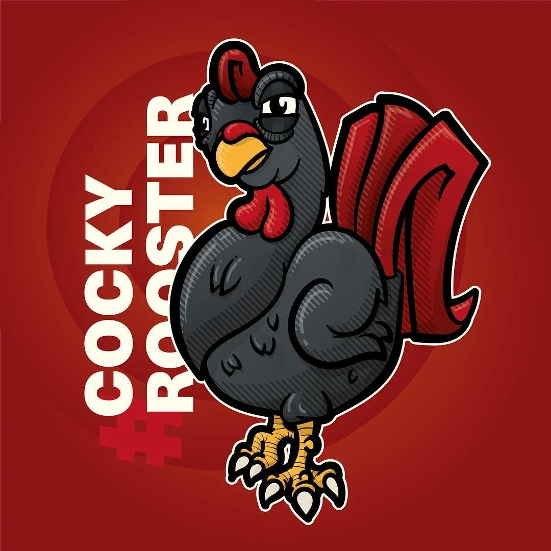 Got to do something new. What to say... I like cheap puns. #cocky #rooster #illustration #illu #vector #vectorart #drawing #animal #chicken #attitude #cockyrooster #red #black
