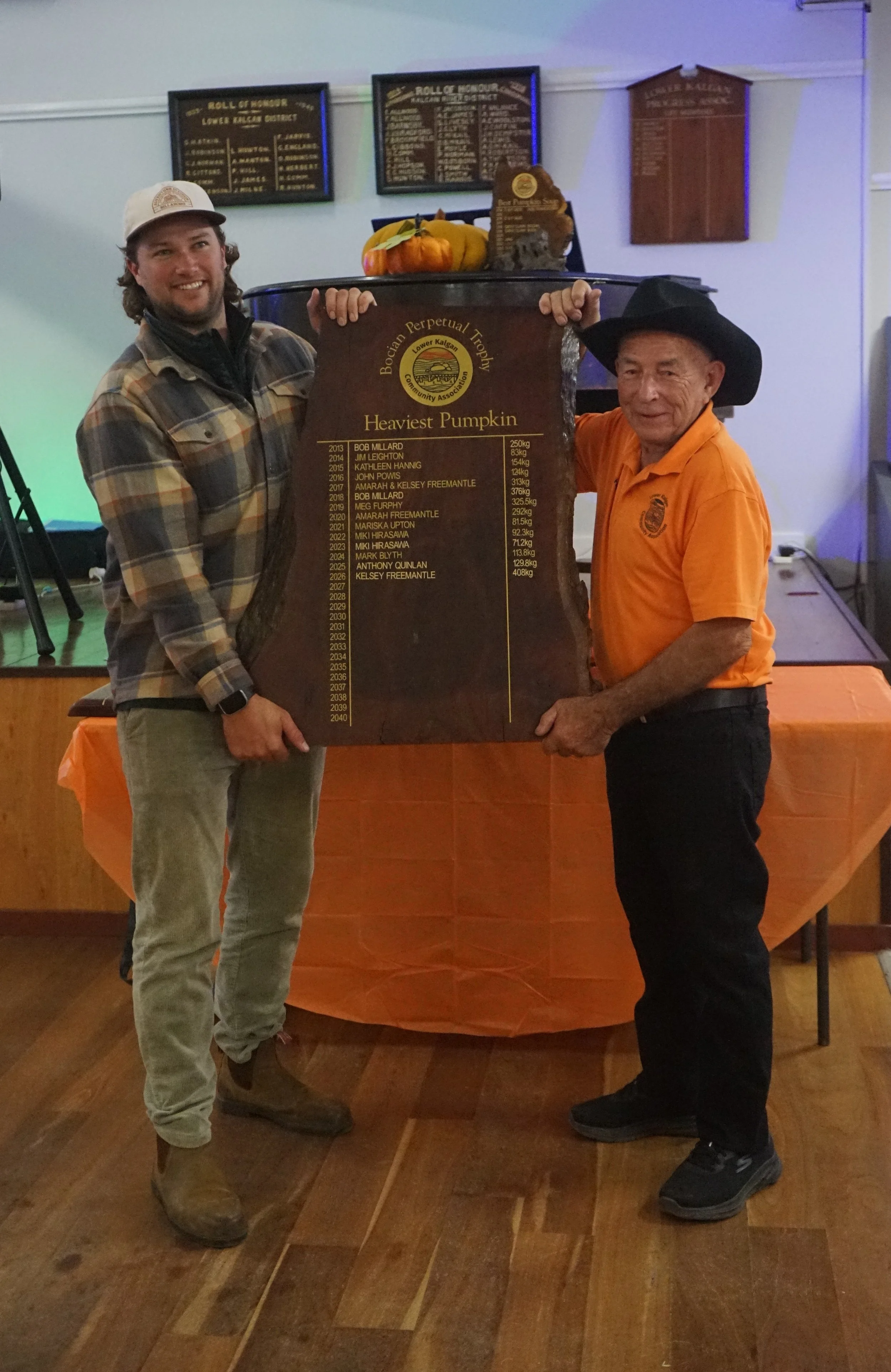 Lachy Gilmour &amp; John Bocian with the Bocian Perpetual Trophy
