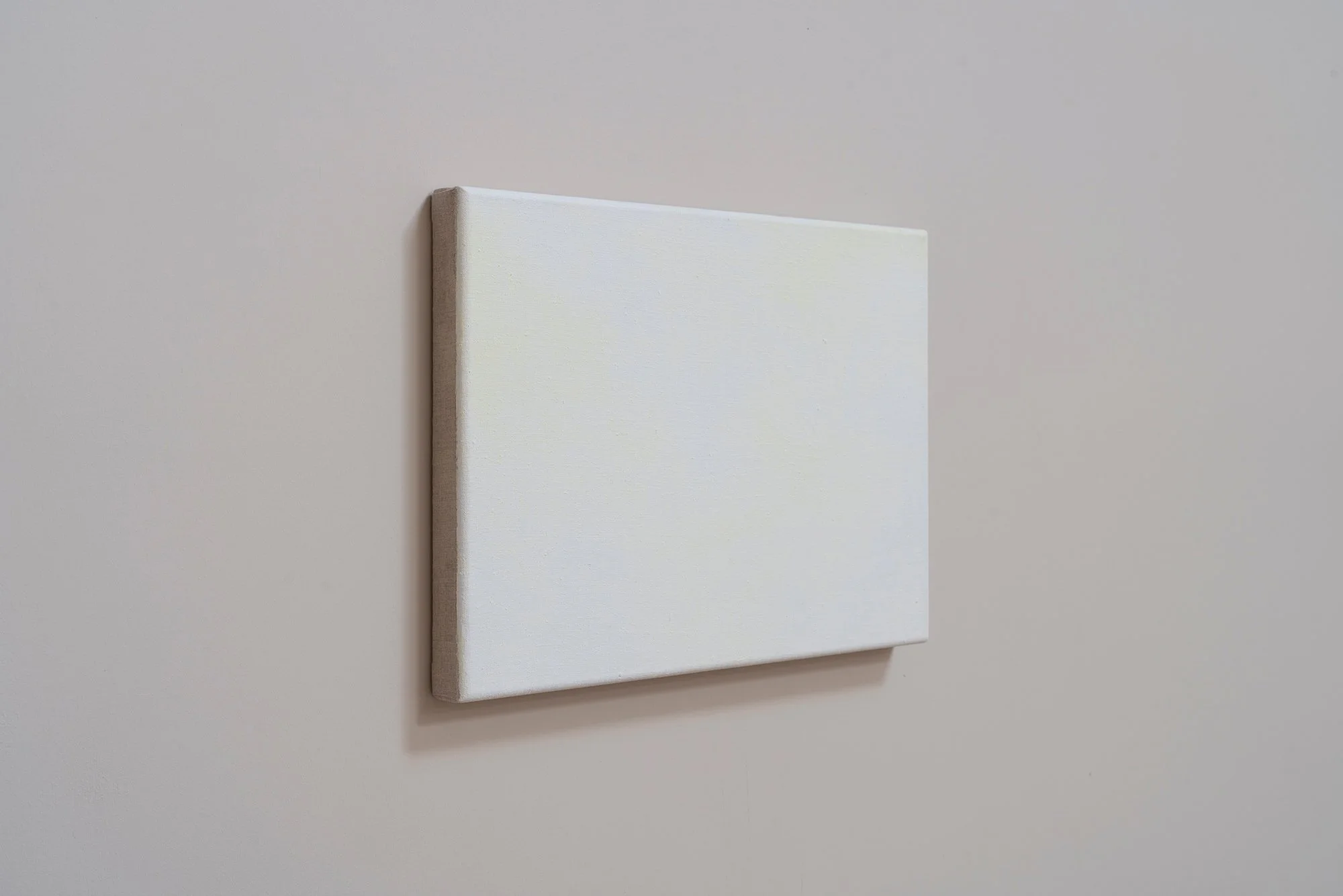 Untitled Weatherwork (Lead Tin Yellow #4), 2025, lead-tin yellow, linen and wood, 35 x 25 x 2.5 cm