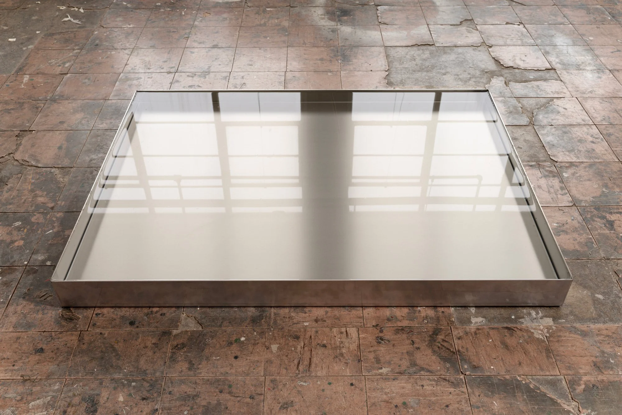 Current Studies, 2018, stainless steel and water, 5.7 x 93.4 x 127.4 cm