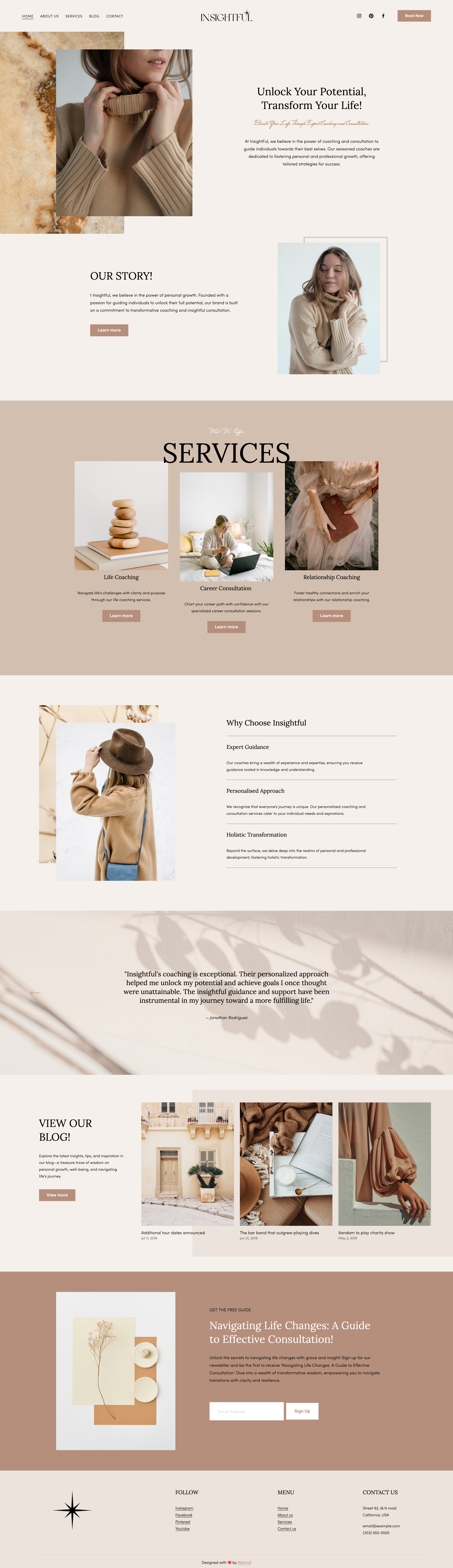 Website design for a beauty brand by Refornit, featuring a sleek and modern layout that highlights beauty products and services.