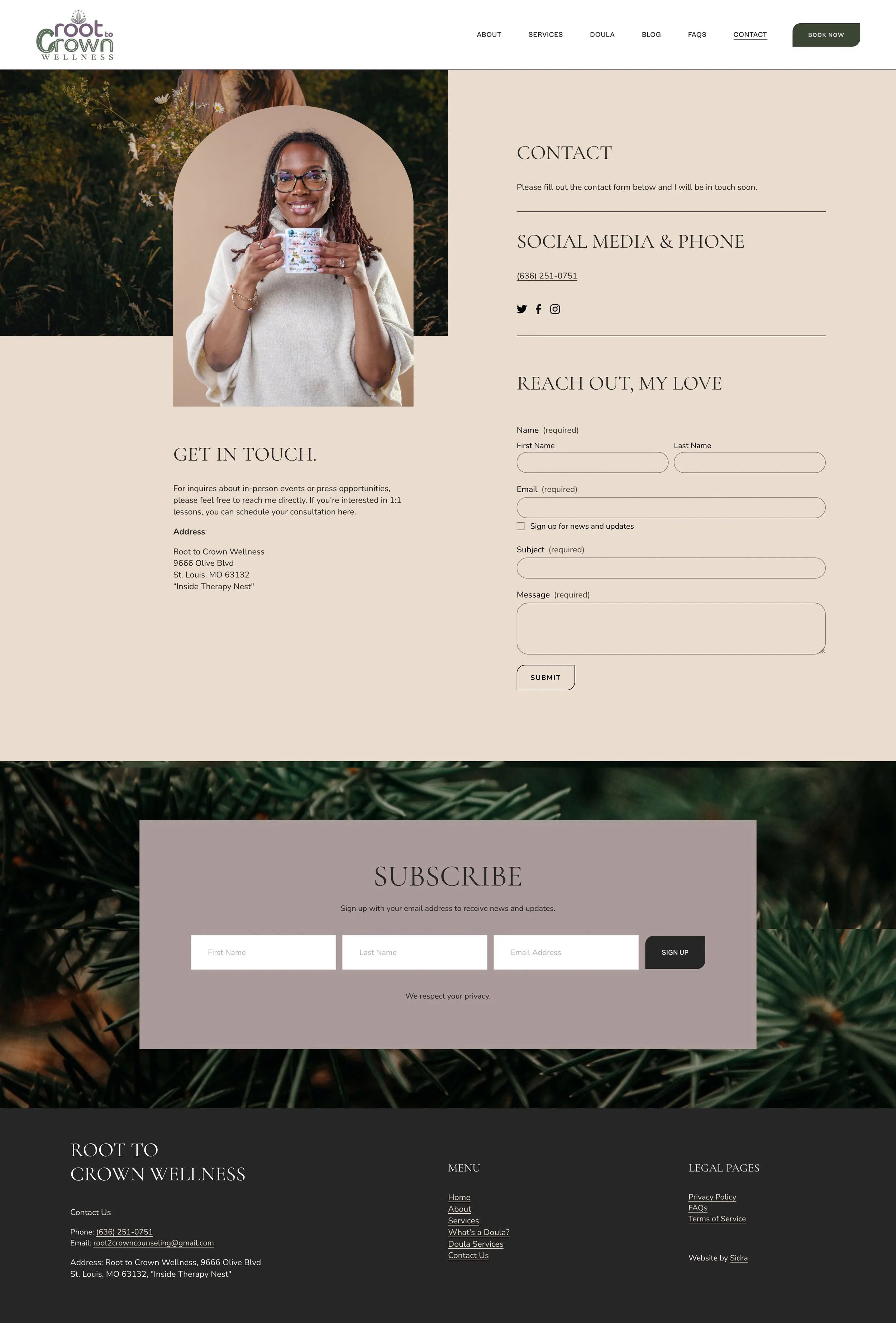 Contact us | Aminah R Williams, a doula and therapist website design on Squarespace by Sidra.jpeg