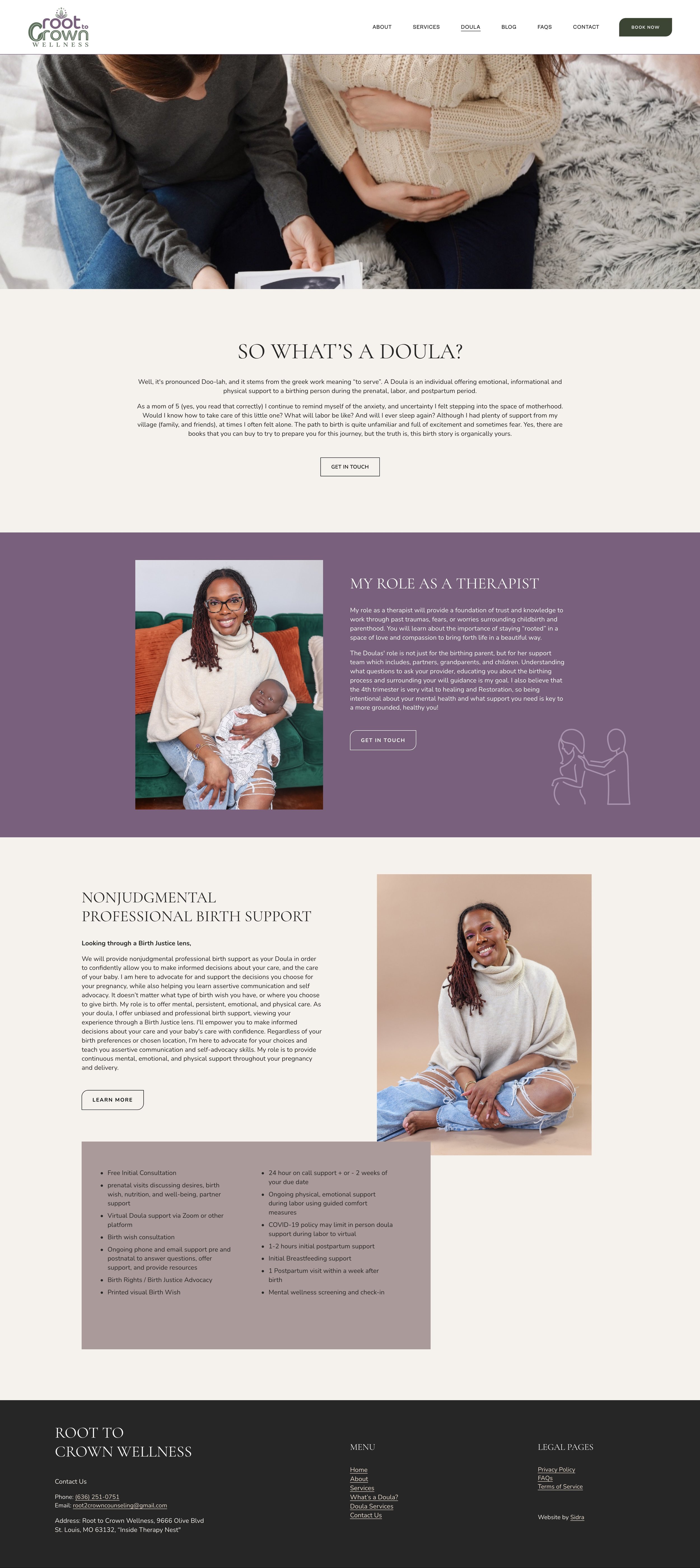 What is a Doula | Aminah R Williams, a doula and therapist website design on Squarespace by Sidra.jpeg