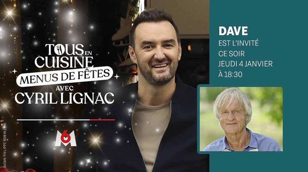 Ce soir dans Tous en cuisine, @cyril_lignac cuisinera aux c&ocirc;t&eacute;s de @dave_officiel ! 😋 

Au menu : 

- Marmite du p&ecirc;cheur aux &eacute;pices douces
- Risotto de c&eacute;leri au fromage de brebis et truffe noire 

Rendez-vous tout d