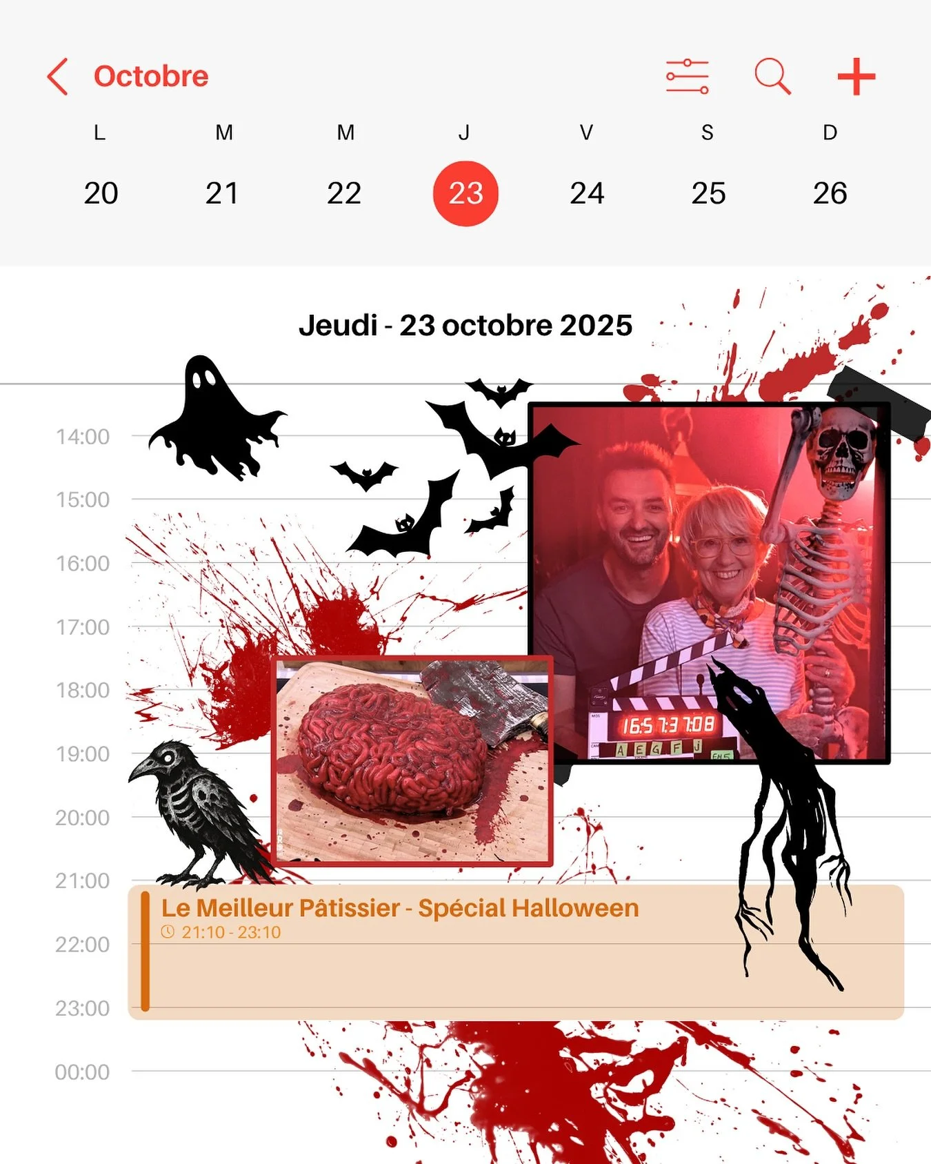Rappel du calendrier :

&laquo;&nbsp;Le Meilleur P&acirc;tissier - Sp&eacute;cial Halloween&nbsp;&raquo; ce soir sur M6 &agrave; 21h10👻🎃