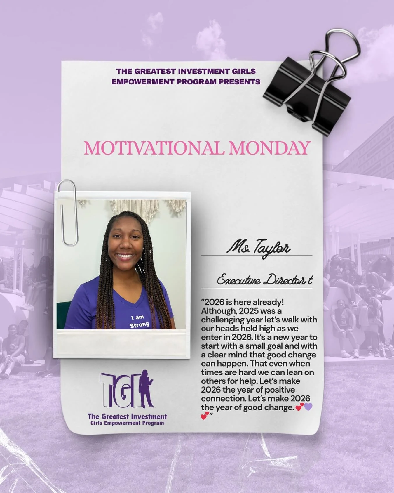 It&rsquo;s Motivational Monday and we have some motivating words from our executive director to prepare us for the new year! 💜🩷

#tgi #empowerment