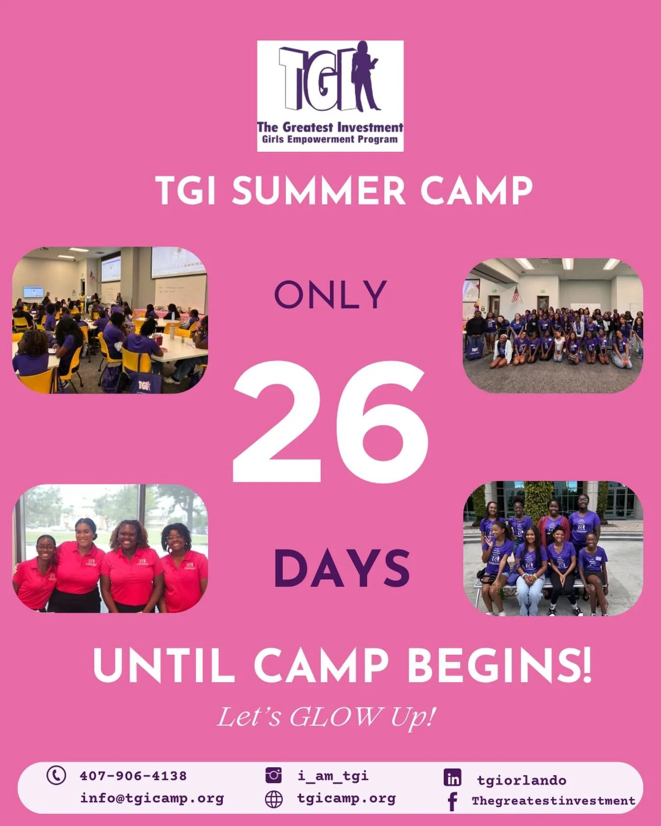 ⭐️26 days until TGI&rsquo;s 17th Annual Summer Empowerment Camp! ⭐️ 

We&rsquo;re gearing up for an engaging, joy‑filled summer. We have many exciting activities planned this summer!

Join the village: support as a breakfast, lunch, or transportation