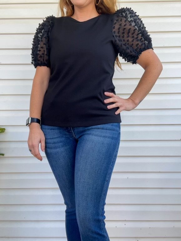 Black Puff Sleeve Shirt