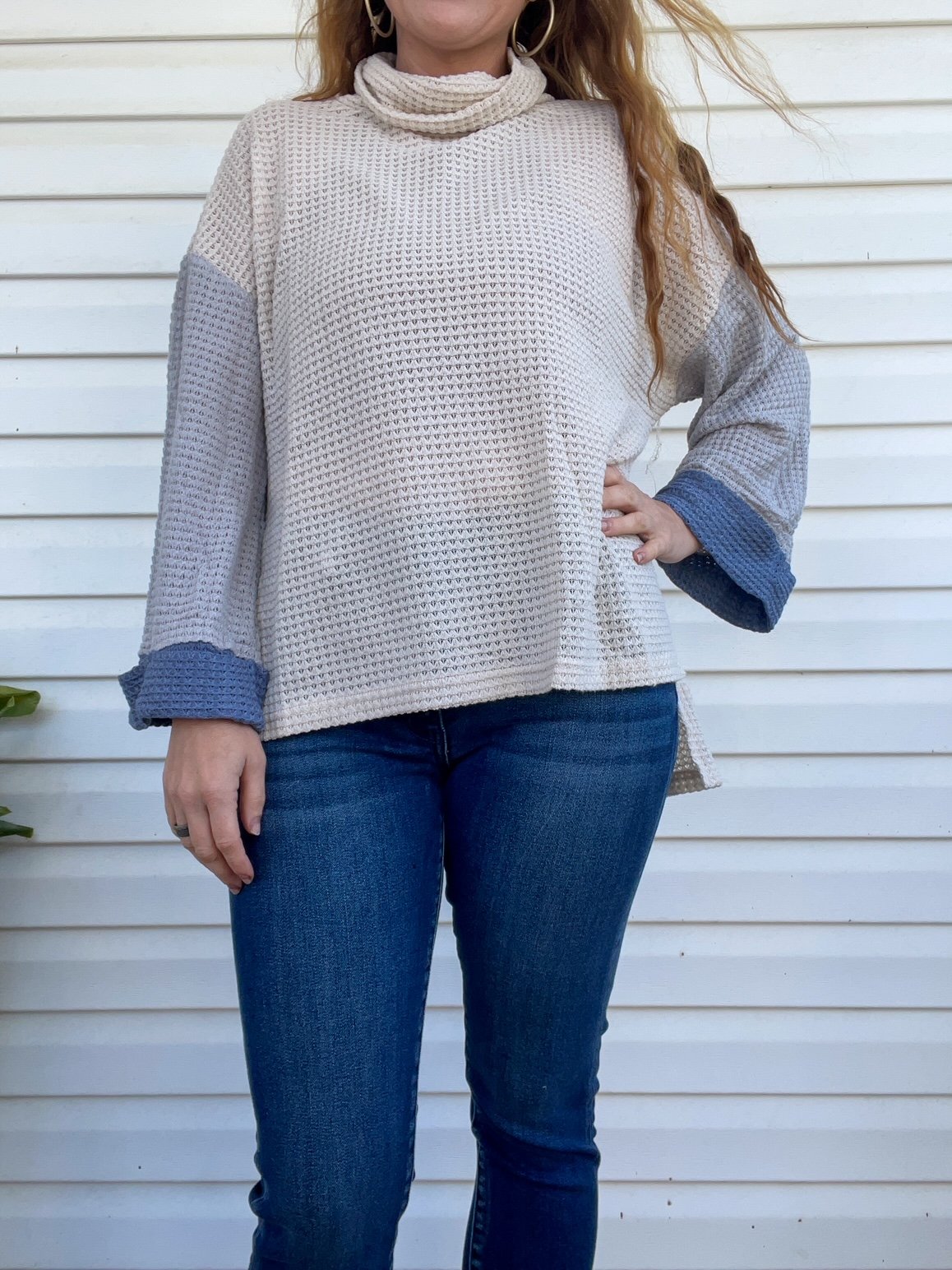 High Low Color Block Sweater
