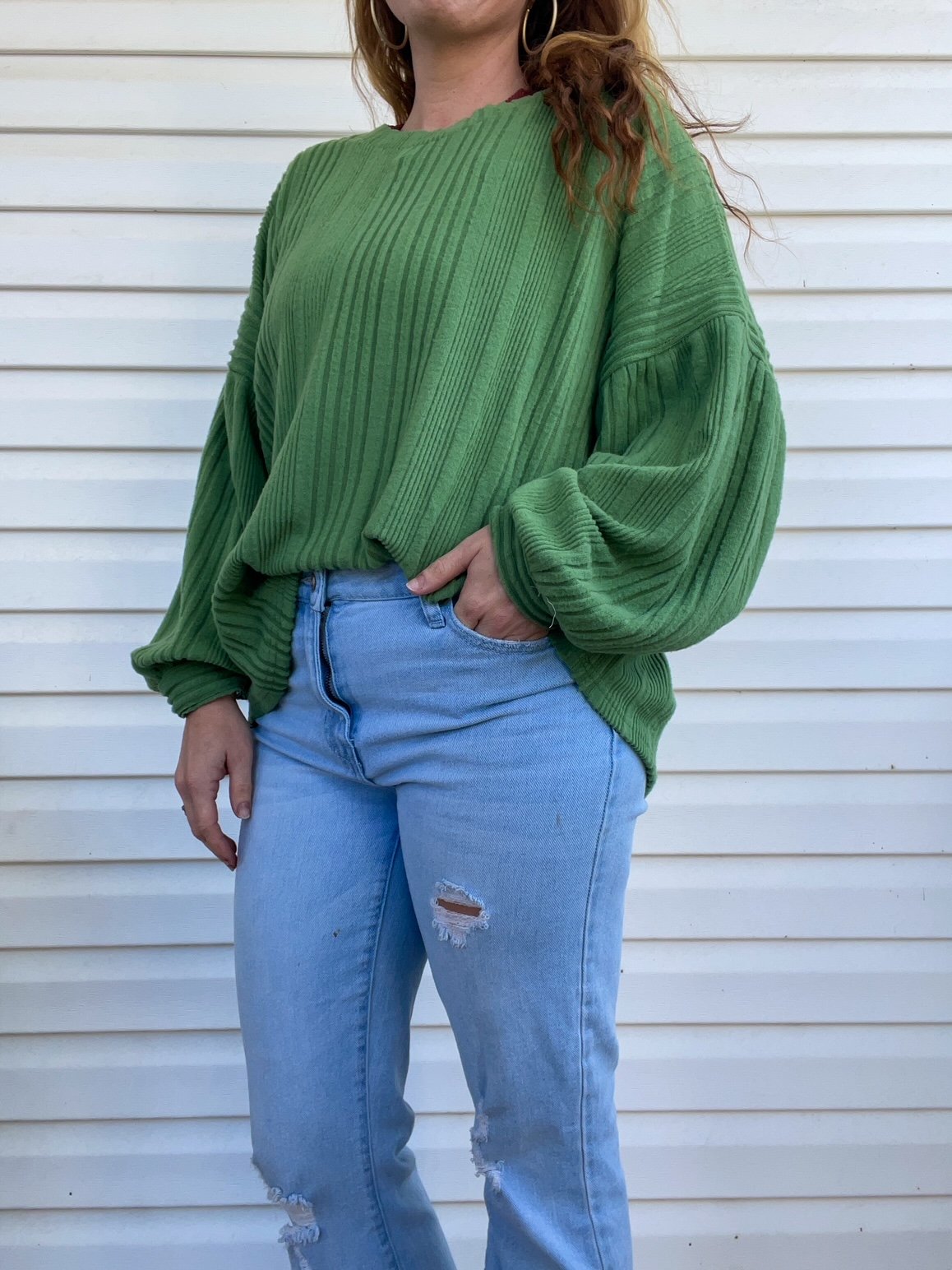 Ribbed Green Sweater