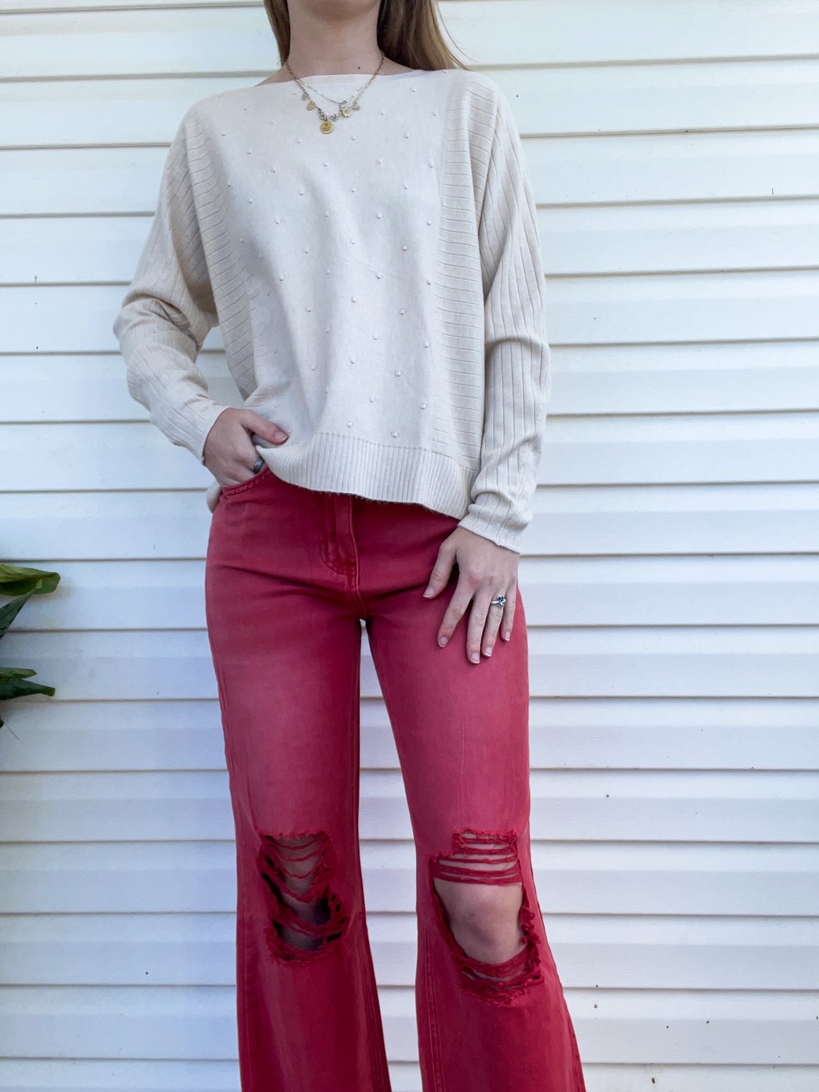 Cream Dotted Sweater