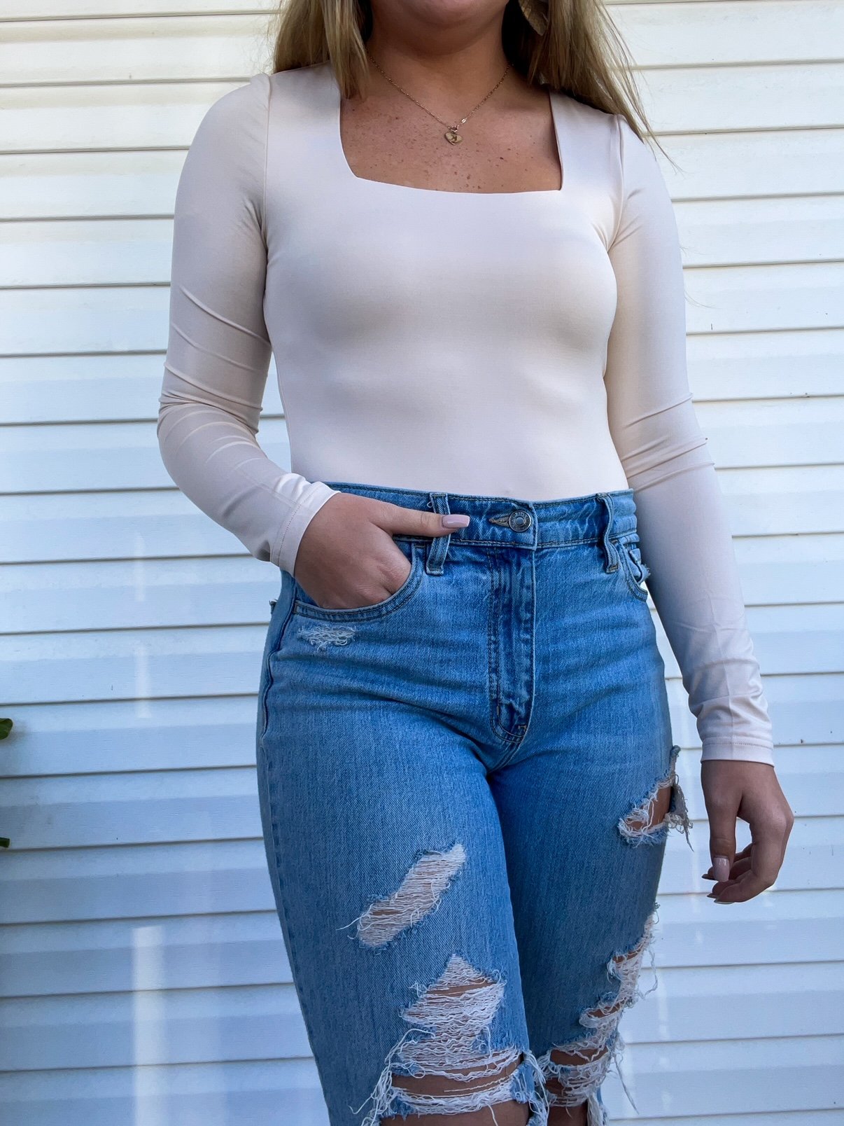 Cream Long Sleeve Bodysuit
