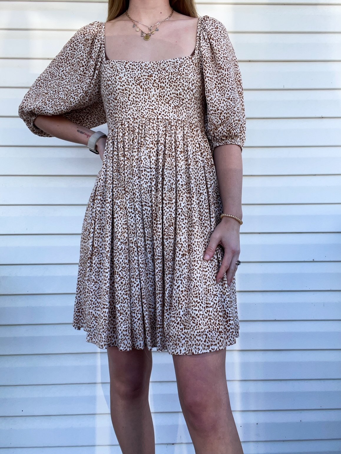 Cream & Tan Animal Print Dress