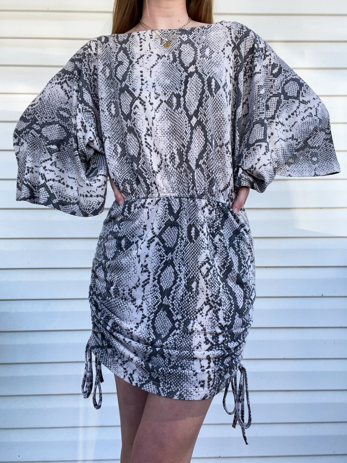 Synched Snake Print Dress