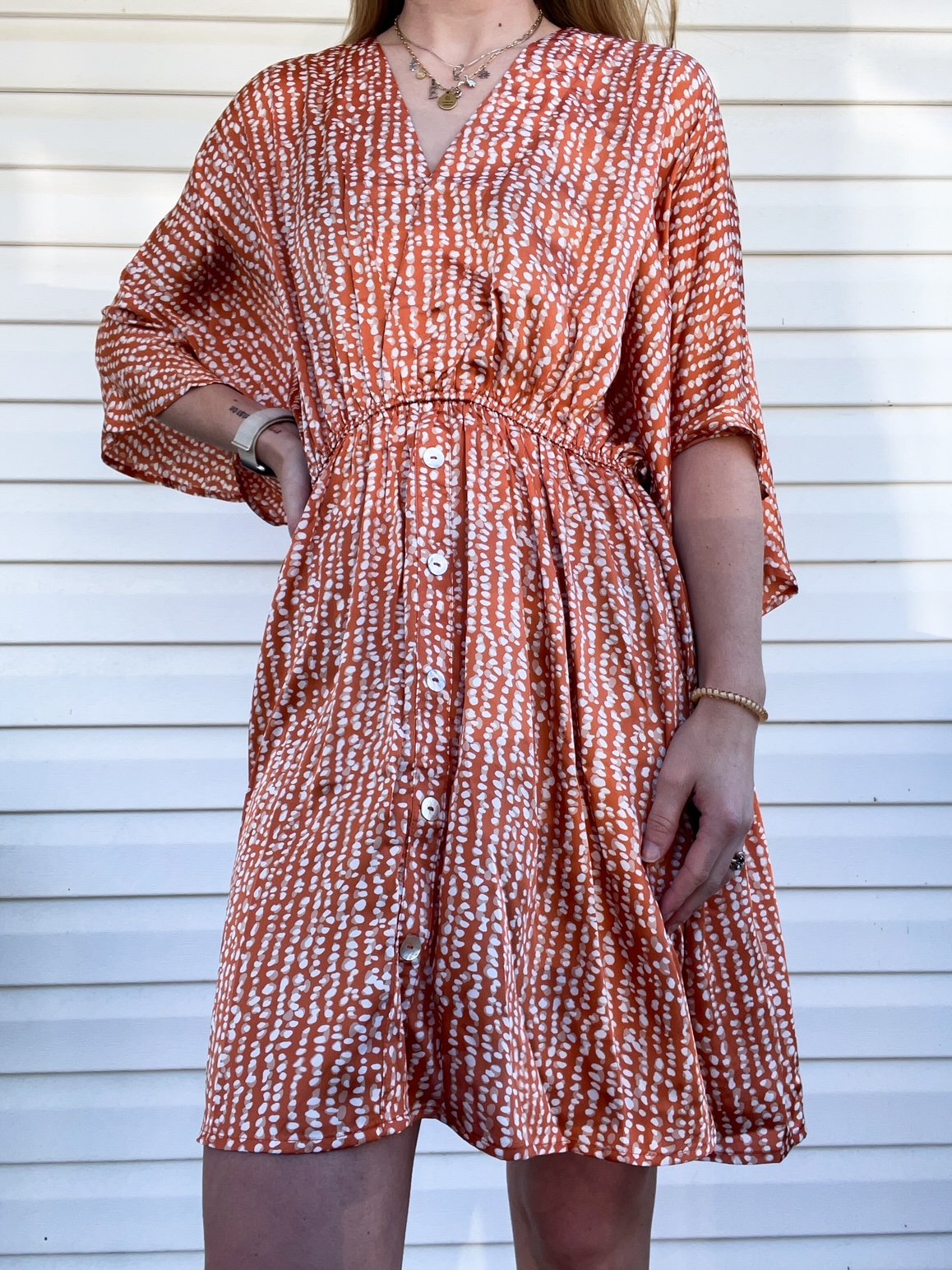 Orange Button Down Dress