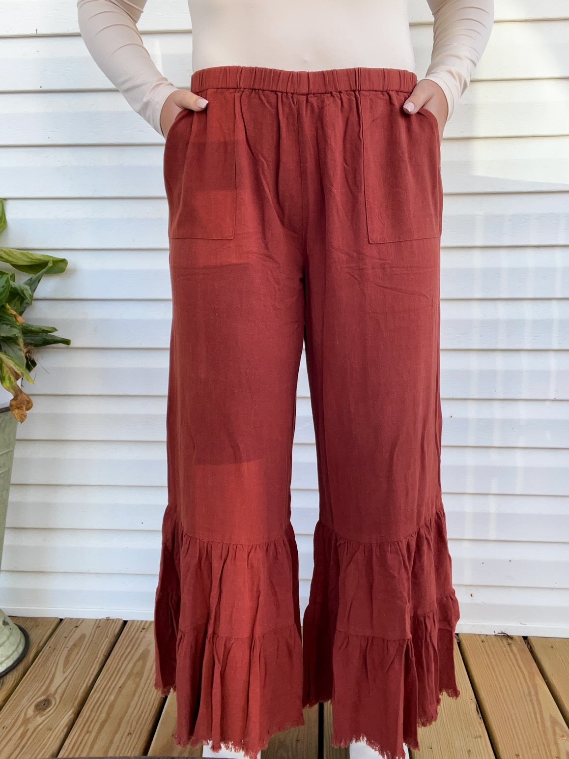 Rust Fringe Pants