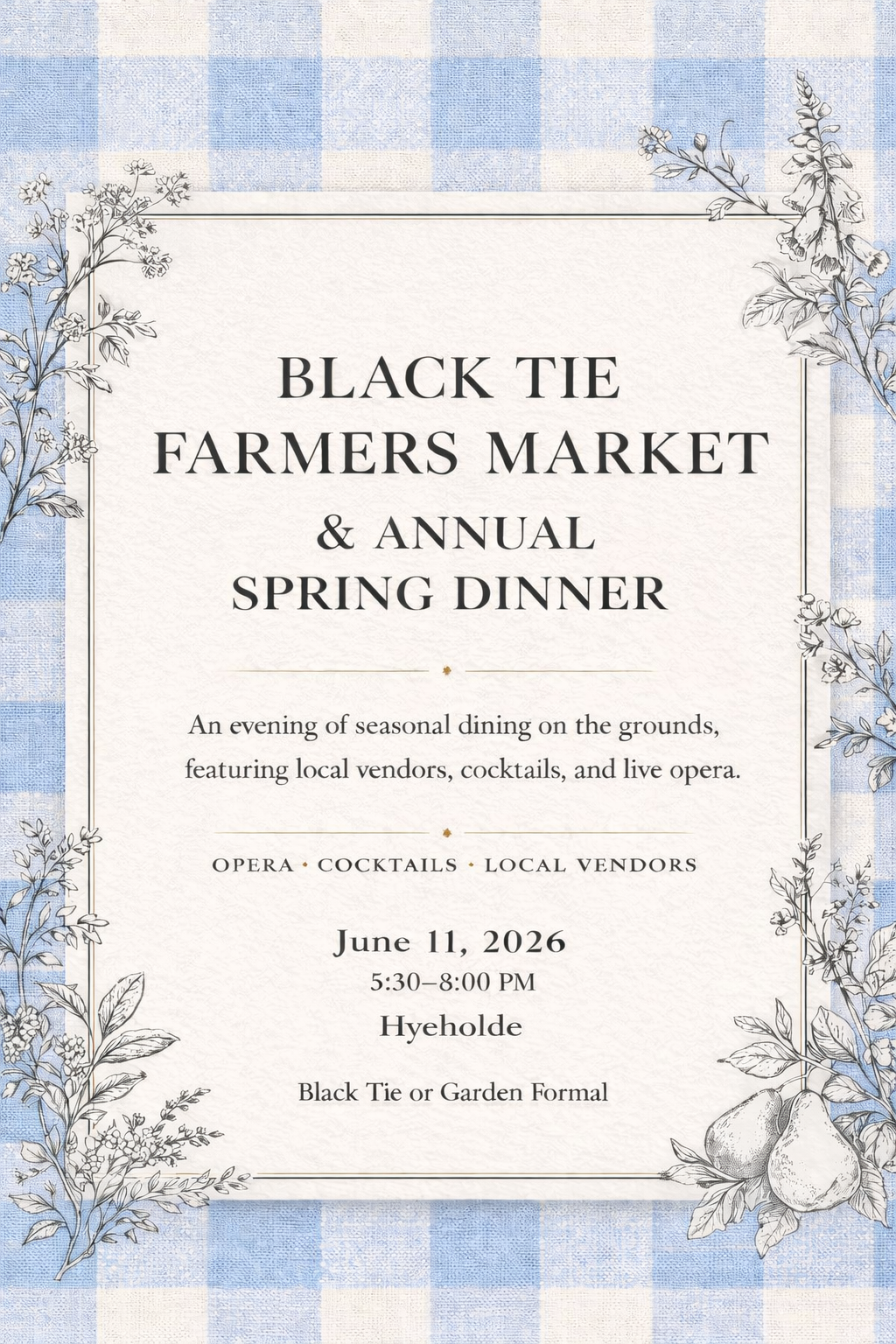 Black Tie Farmers Market &amp; Spring Dinner