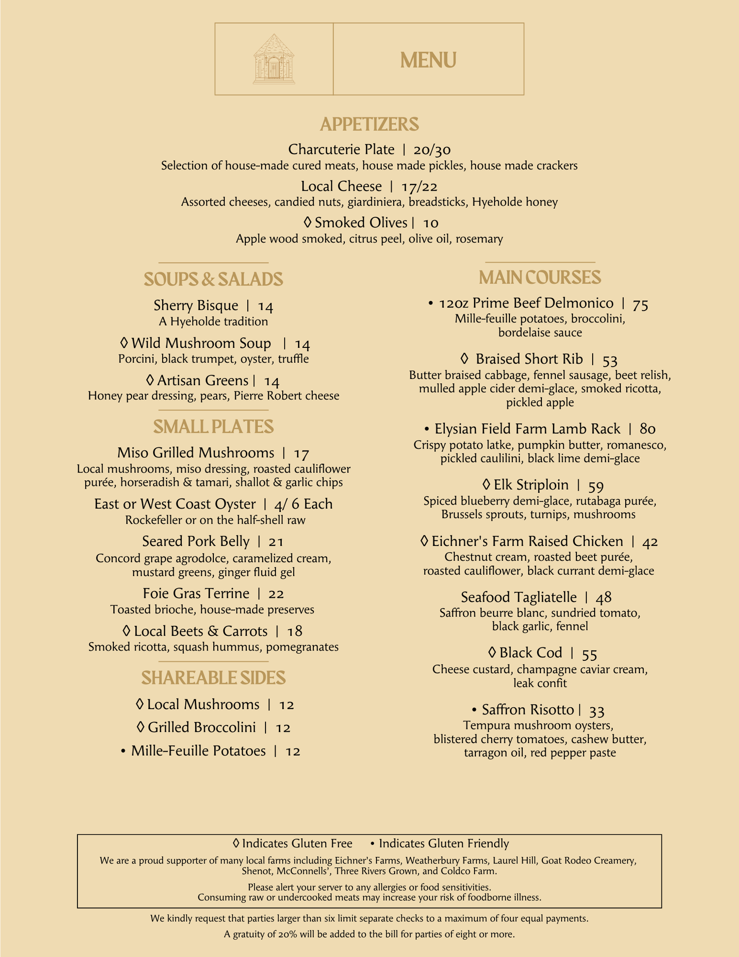 Our Menu — Hyeholde