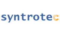 Logo mit dem Text 'syntrotec' in blauer Schrift, teilweise in Kursiv, auf weißem Hintergrund.