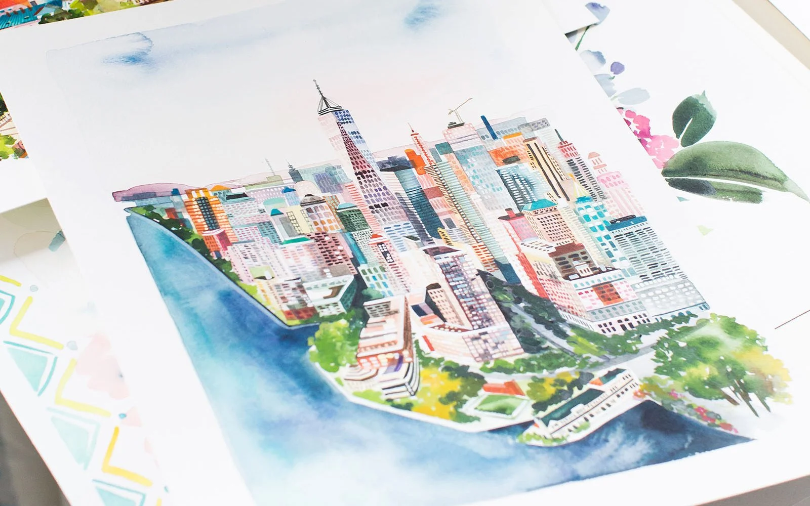 yao-cheng-nyc-freehand-architecture-vibrant-cityscape-watercolor-print-yao-art-studio-process.jpg