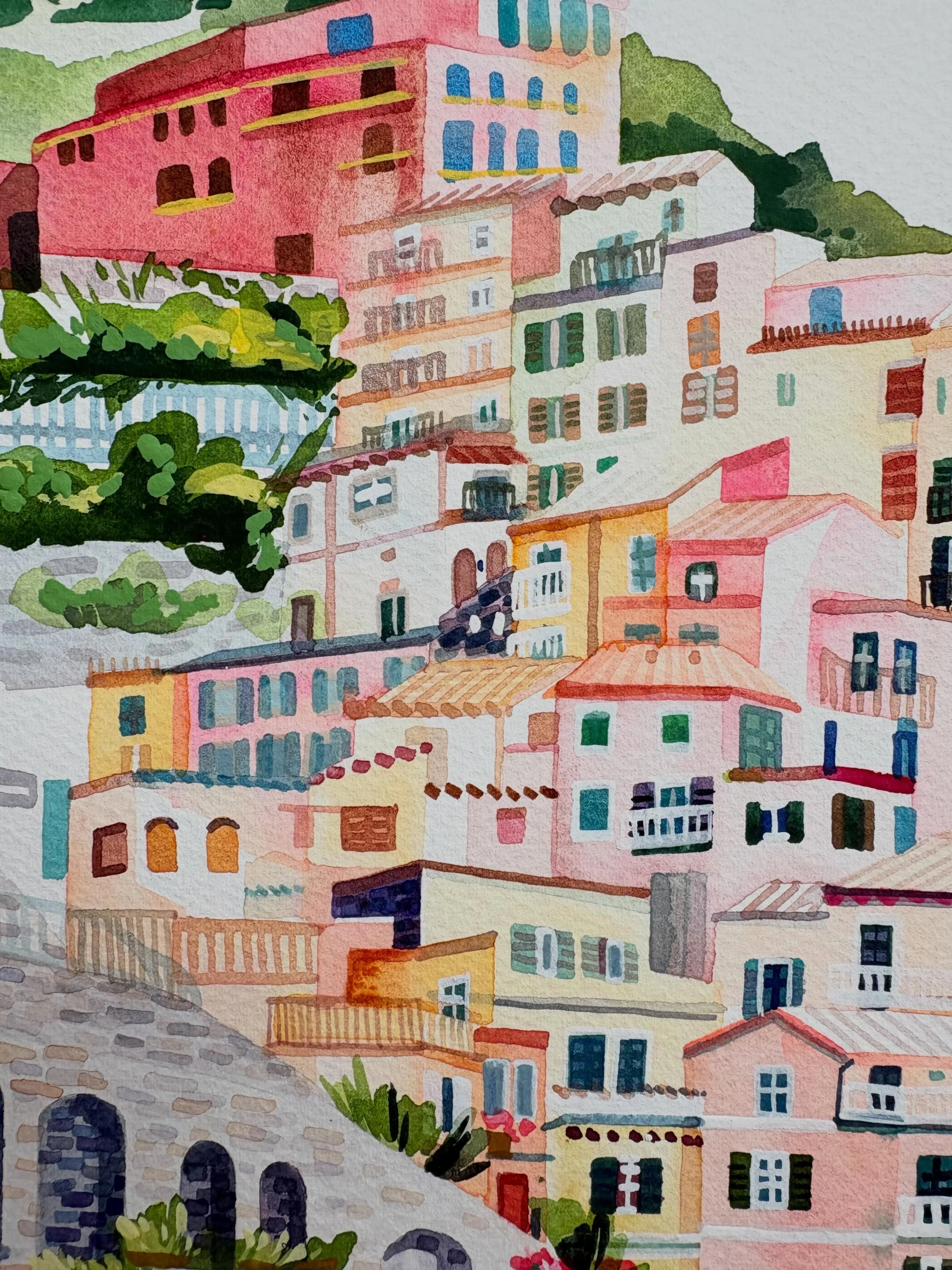 Finished...Amalfi Coast, Italy...coming soon! (I'm in the process of redoing my website so lots of new things to come!) #yaochengwatercolor #amalficoastitaly