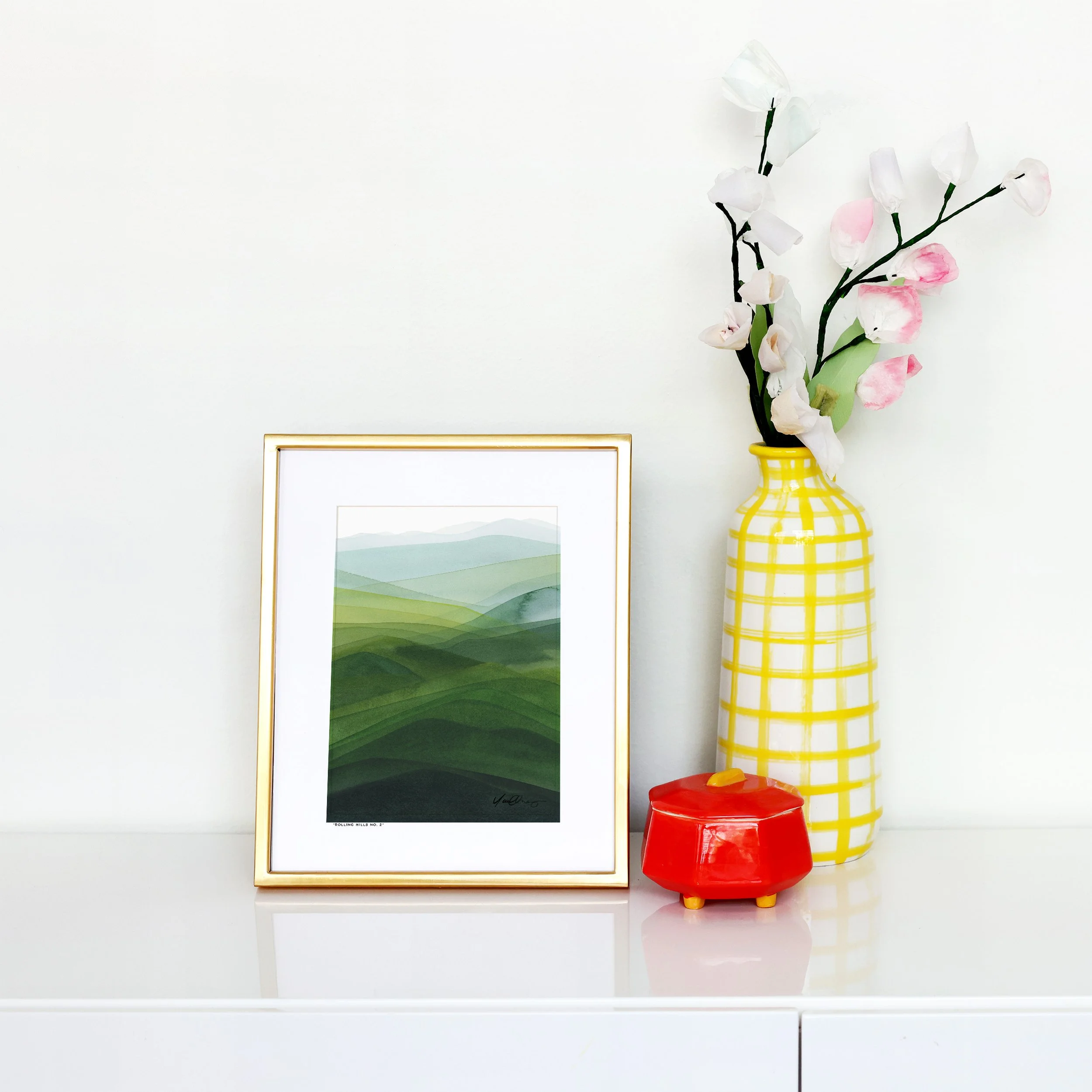 yao-cheng-rolling-hills-2-panoramic-green-landscape-watercolor-print-small-framed.jpg