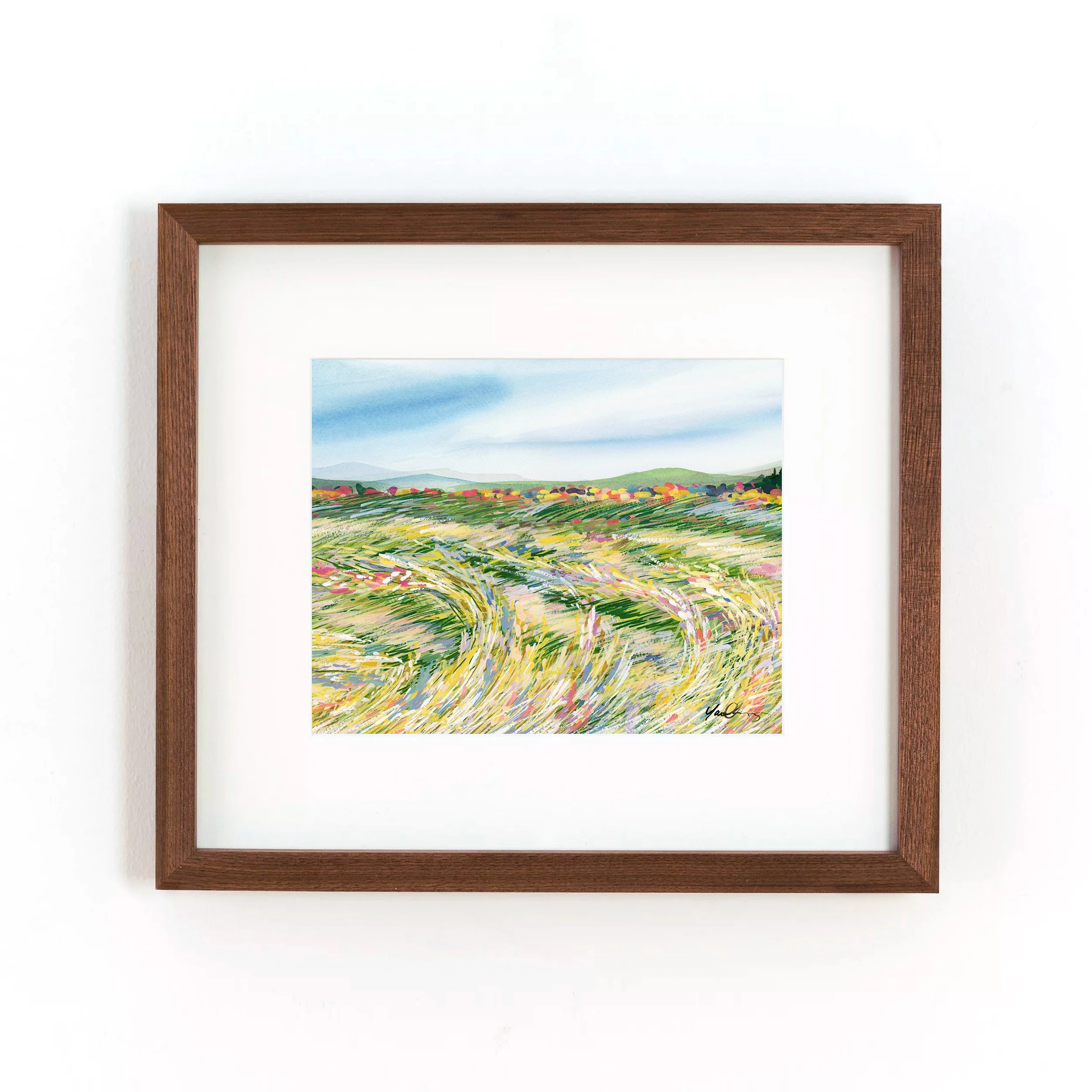 yao-cheng-swaying-grass-2-landscape-watercolor-print-dark-wood-frame.jpg