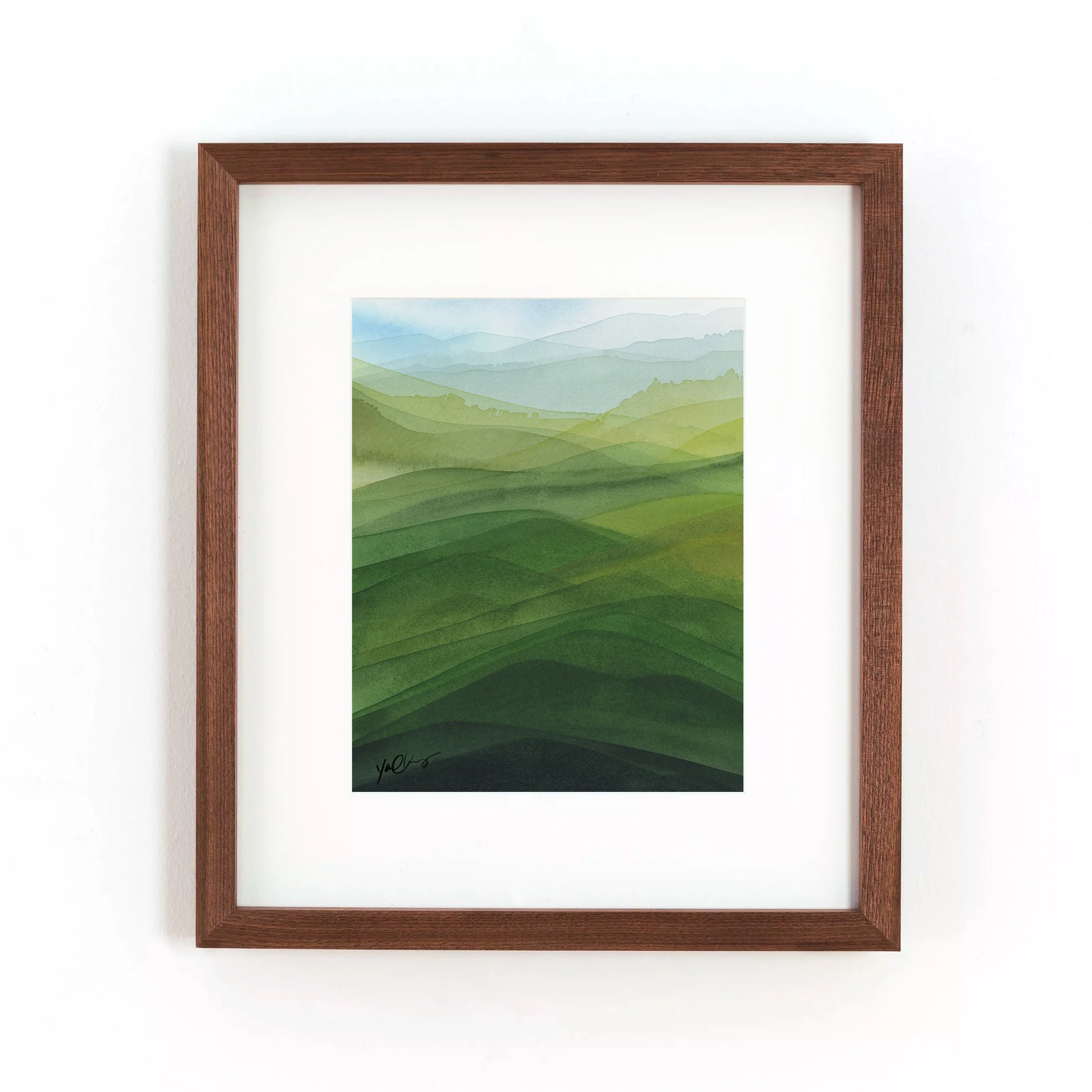 yao-cheng-rolling-hills-4-watercolor-print-dark-wood-framed.jpg
