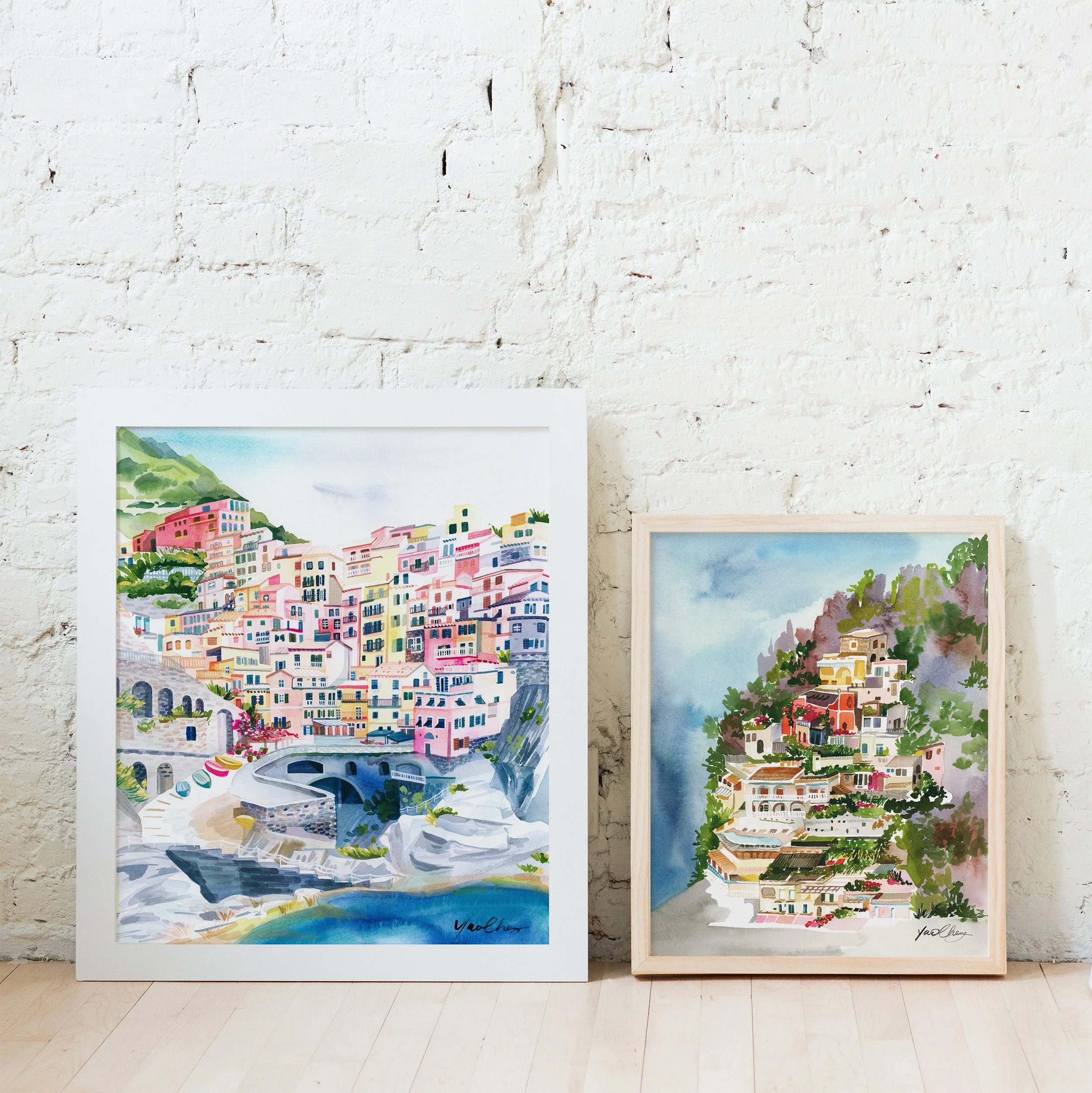 yao-cheng-positano-italy-mediterranean-architecture-painting-print-italy-frame-set-gallery-wall.jpg