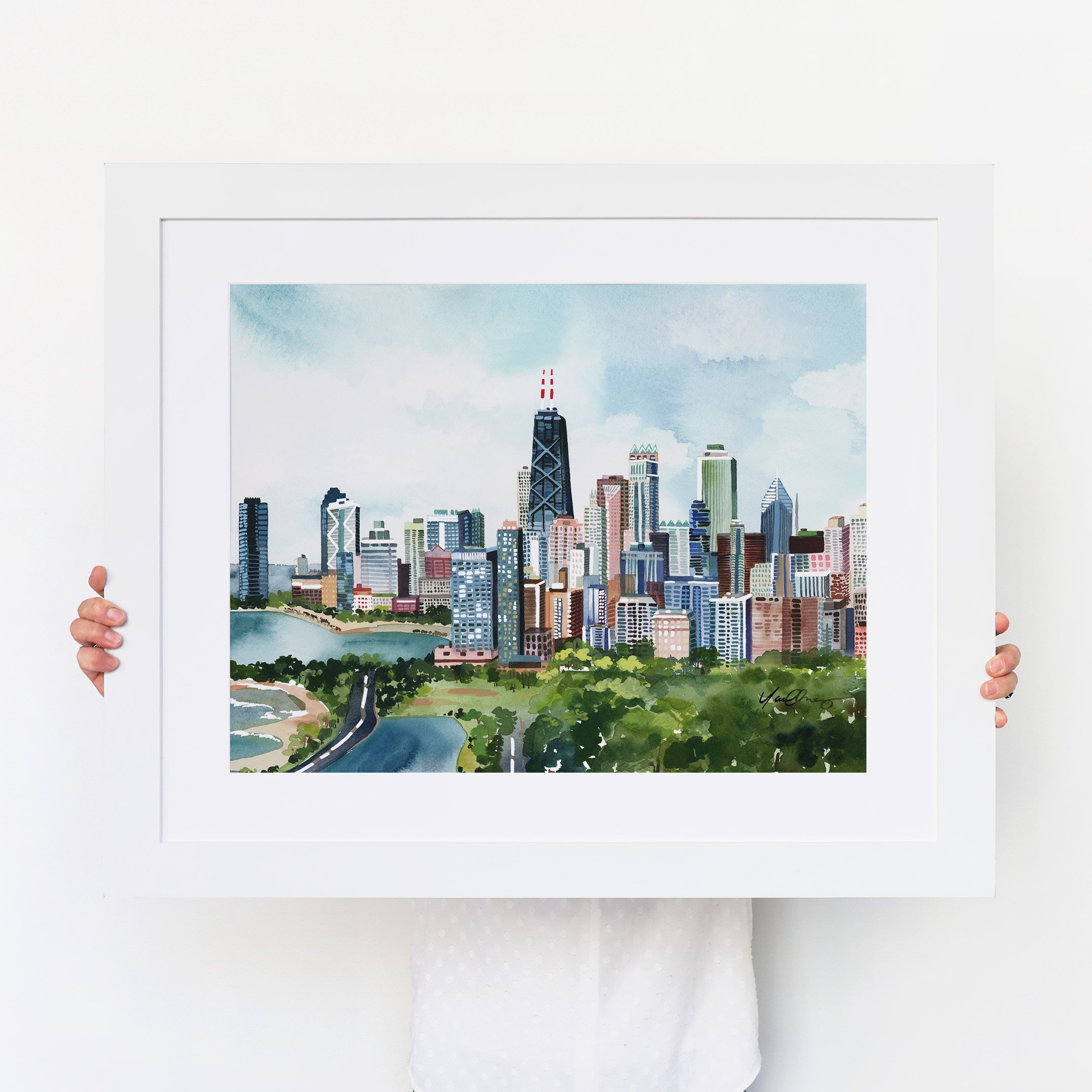 yao-cheng-chicago-cityscape-lake-michigan-watercolor-print-yao-frame.jpg