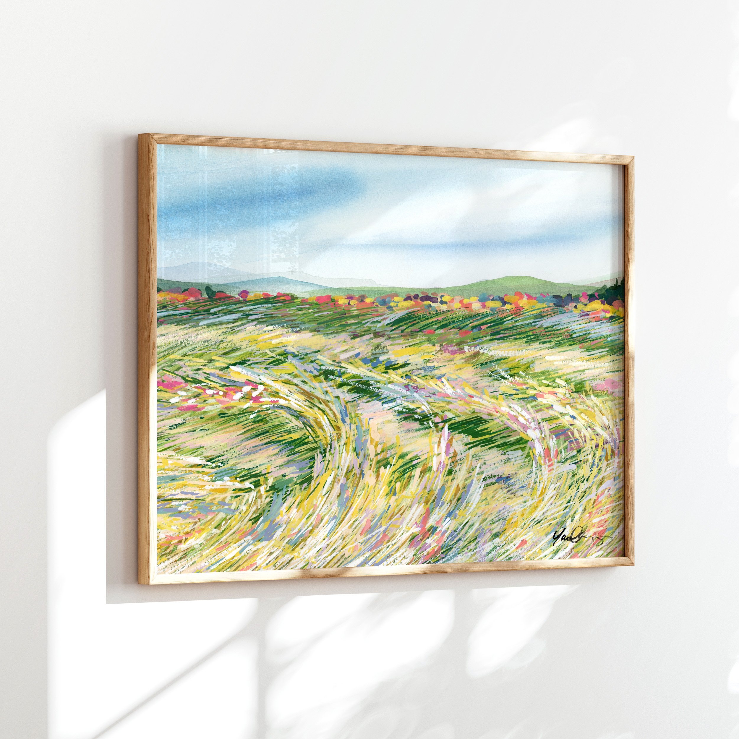 yao-cheng-swaying-grass-2-landscape-watercolor-print-large-framed-side.jpg