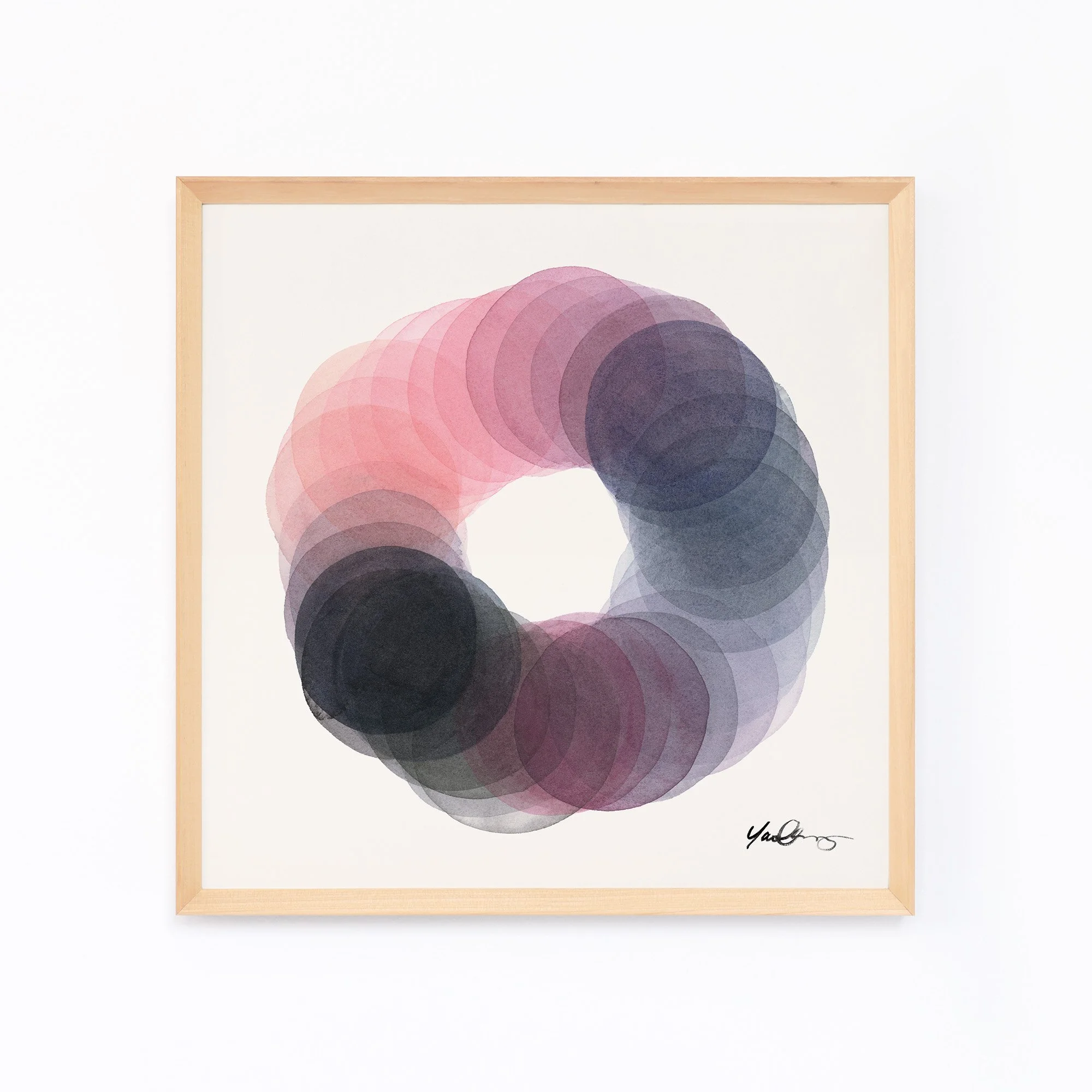yao-cheng-rotation-in-plum-abstract-circle-watercolor-print-light-wood-frame.jpg