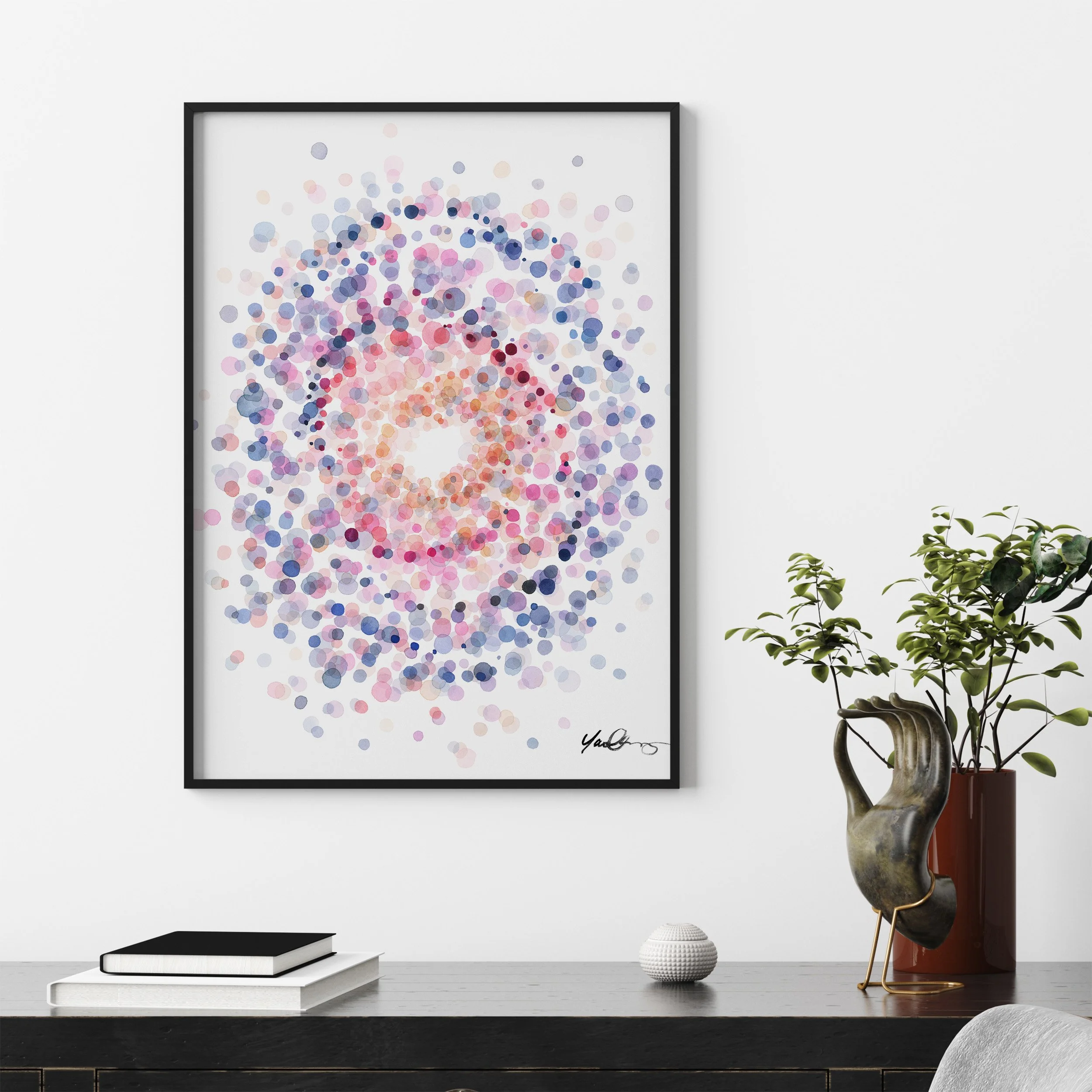 yao-cheng-swirl-in-fuchsia-radial-circle-watercolor-print-bachelor-office-wall-decor-framed.jpg