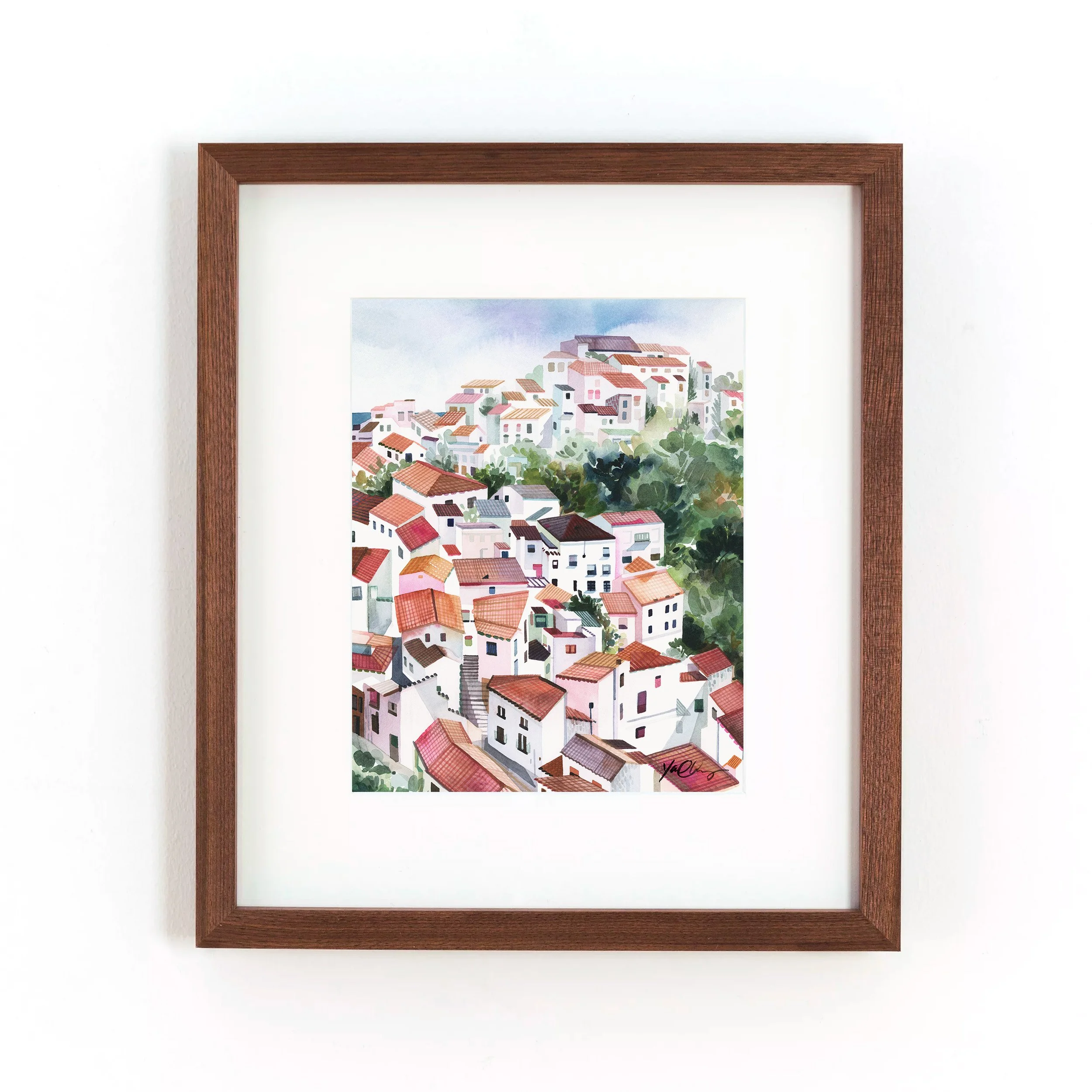 yao-cheng-andalusia-spain-freehand-village-houses-watercolor-print-mediterranean-wood-frame.jpg