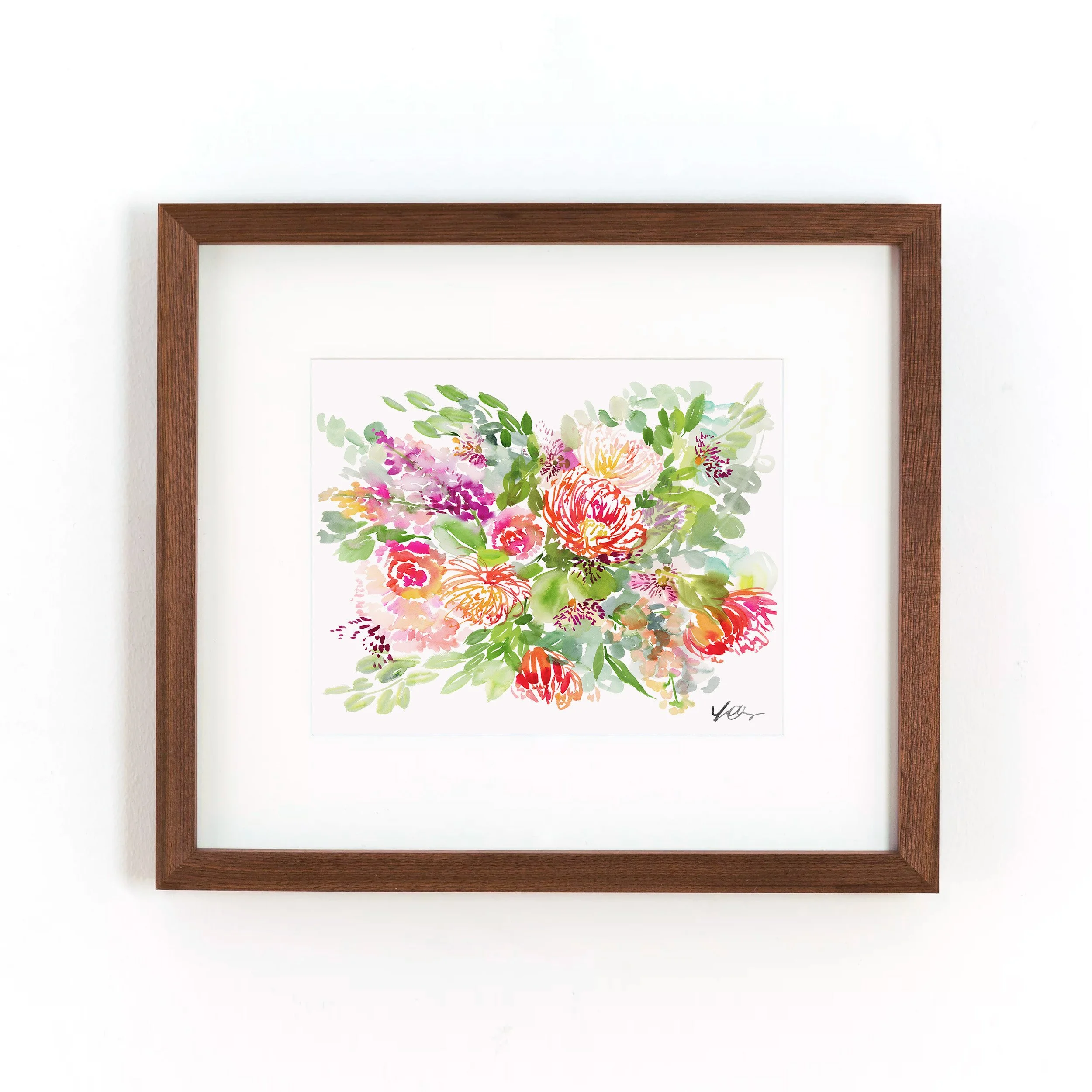 yao-cheng-proteas-dance-mixed-floral-bouquet-watercolor-art-print-dark-wood-framed.jpg