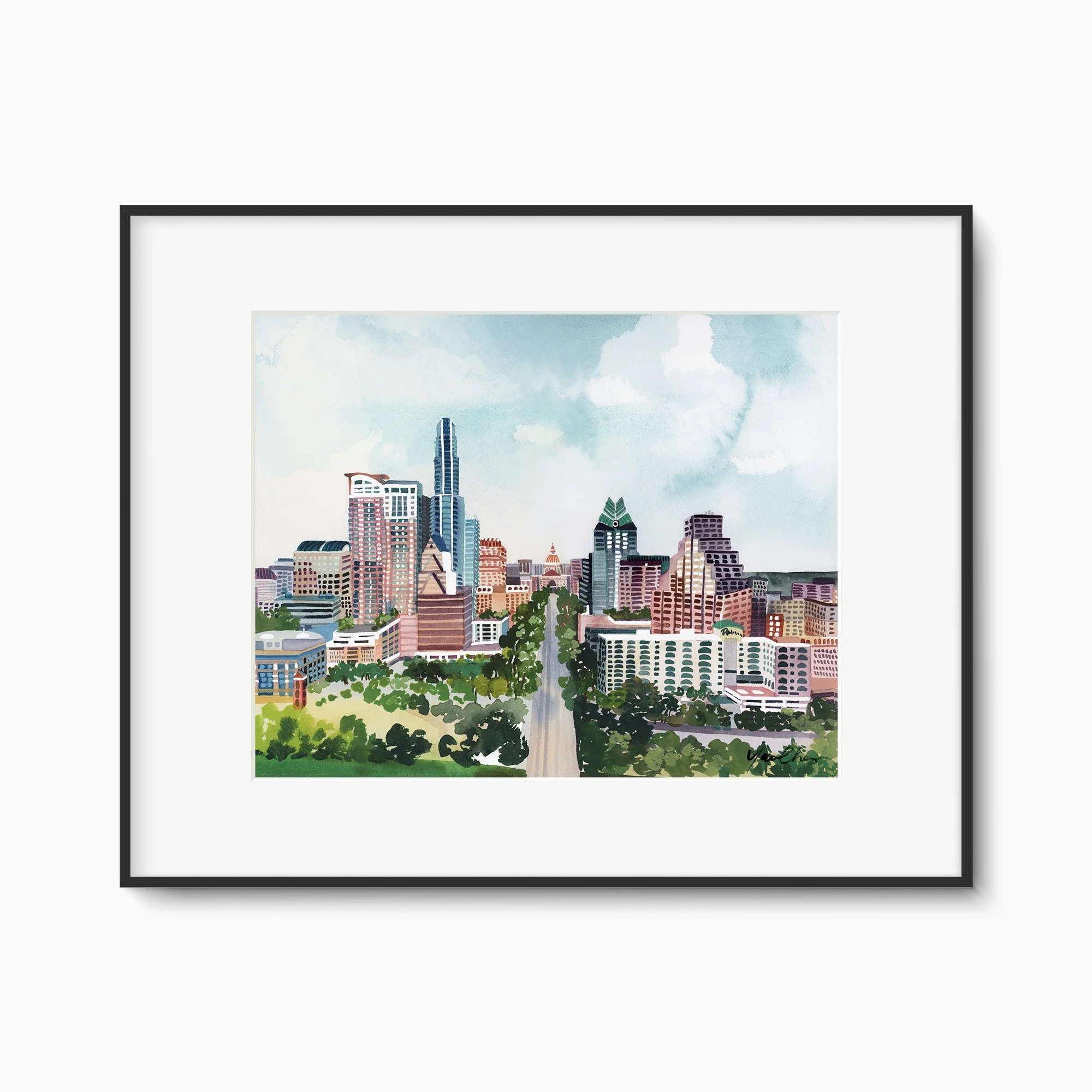 yao-cheng-austin-texas-watercolor-print-black-framed.jpg